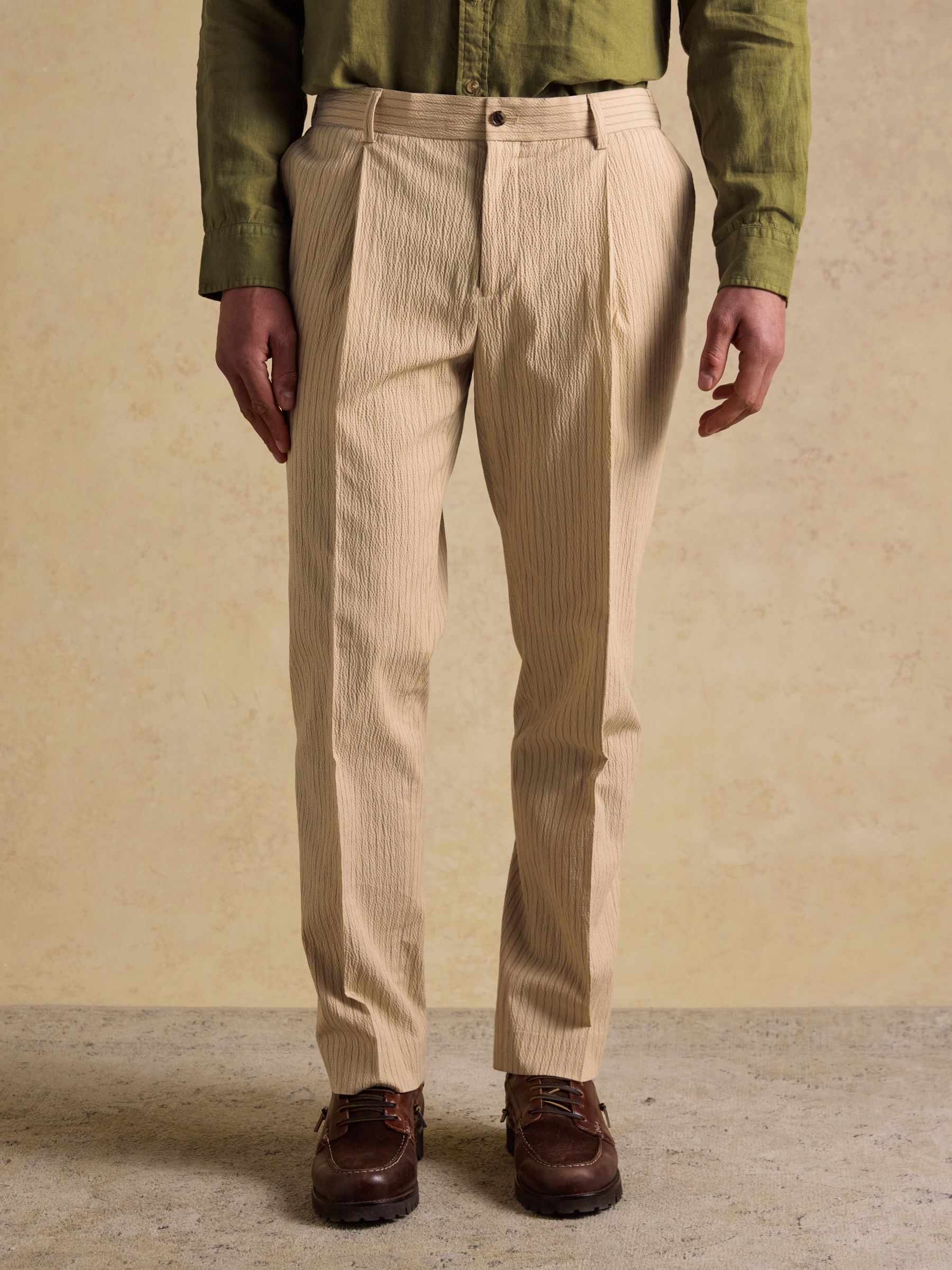Ecru Stripe Seersucker Suit Trousers - Image 1 of 11