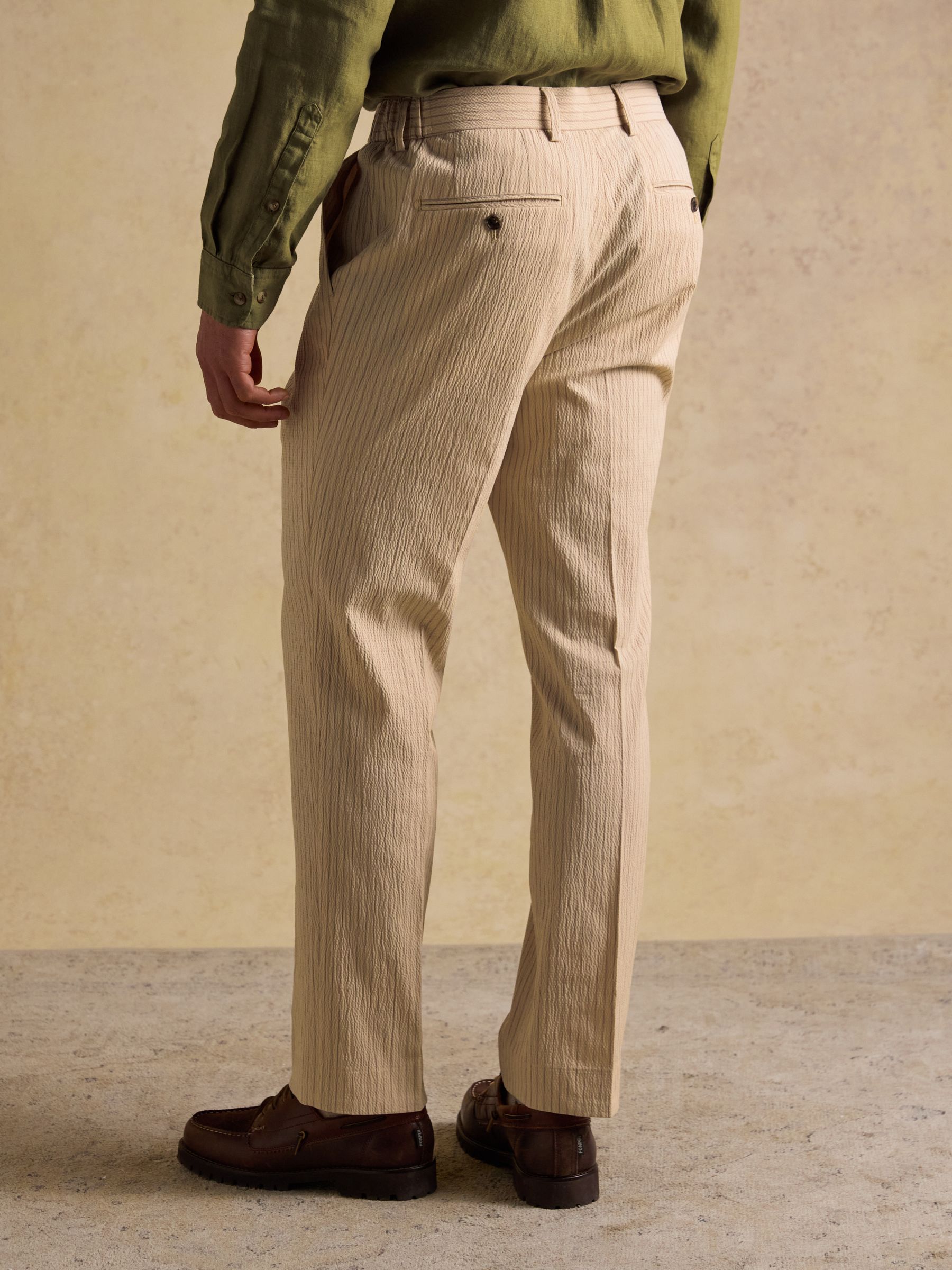 Ecru Stripe Seersucker Suit Trousers - Image 2 of 11