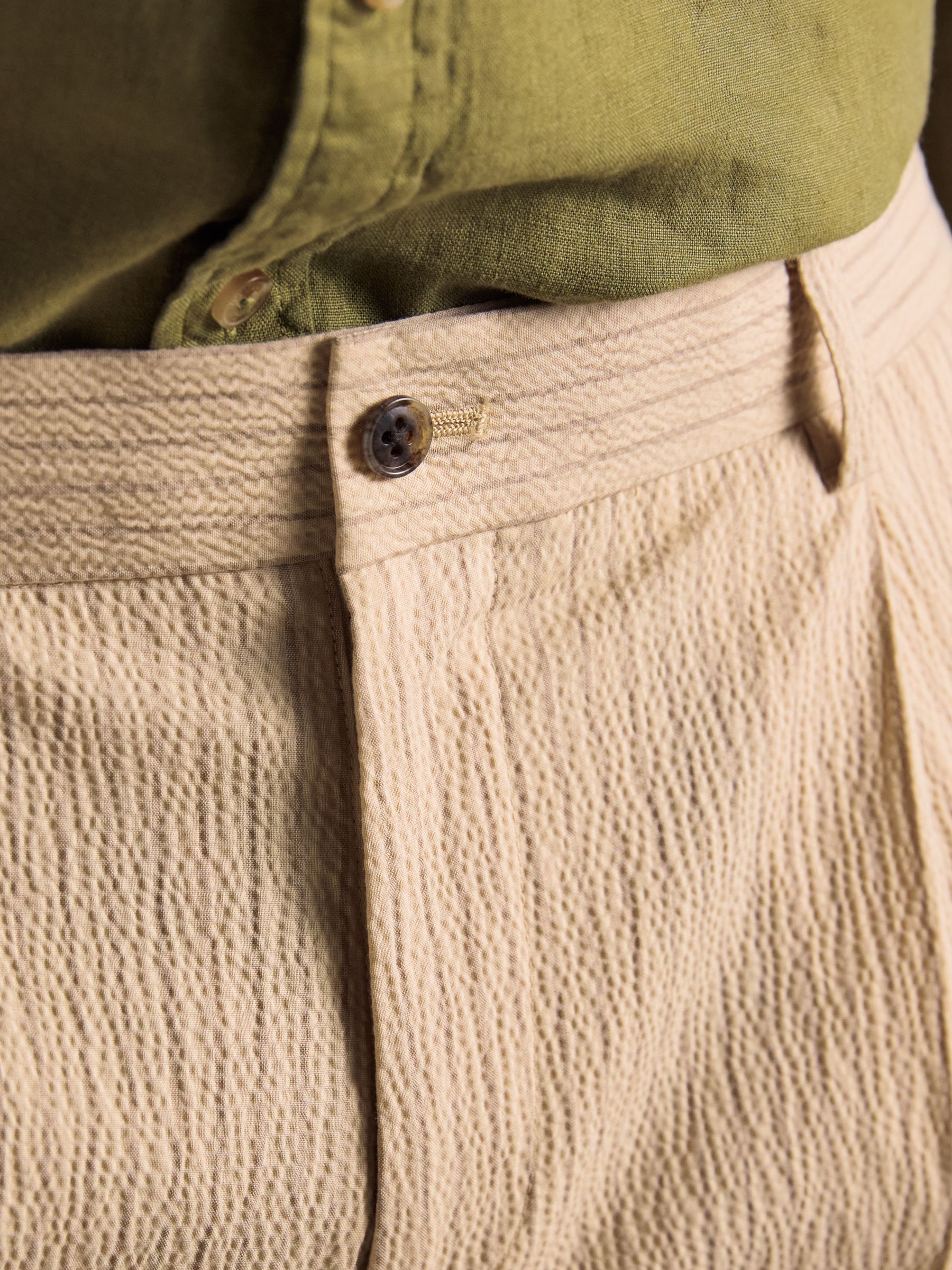 Ecru Stripe Seersucker Suit Trousers - Image 4 of 11