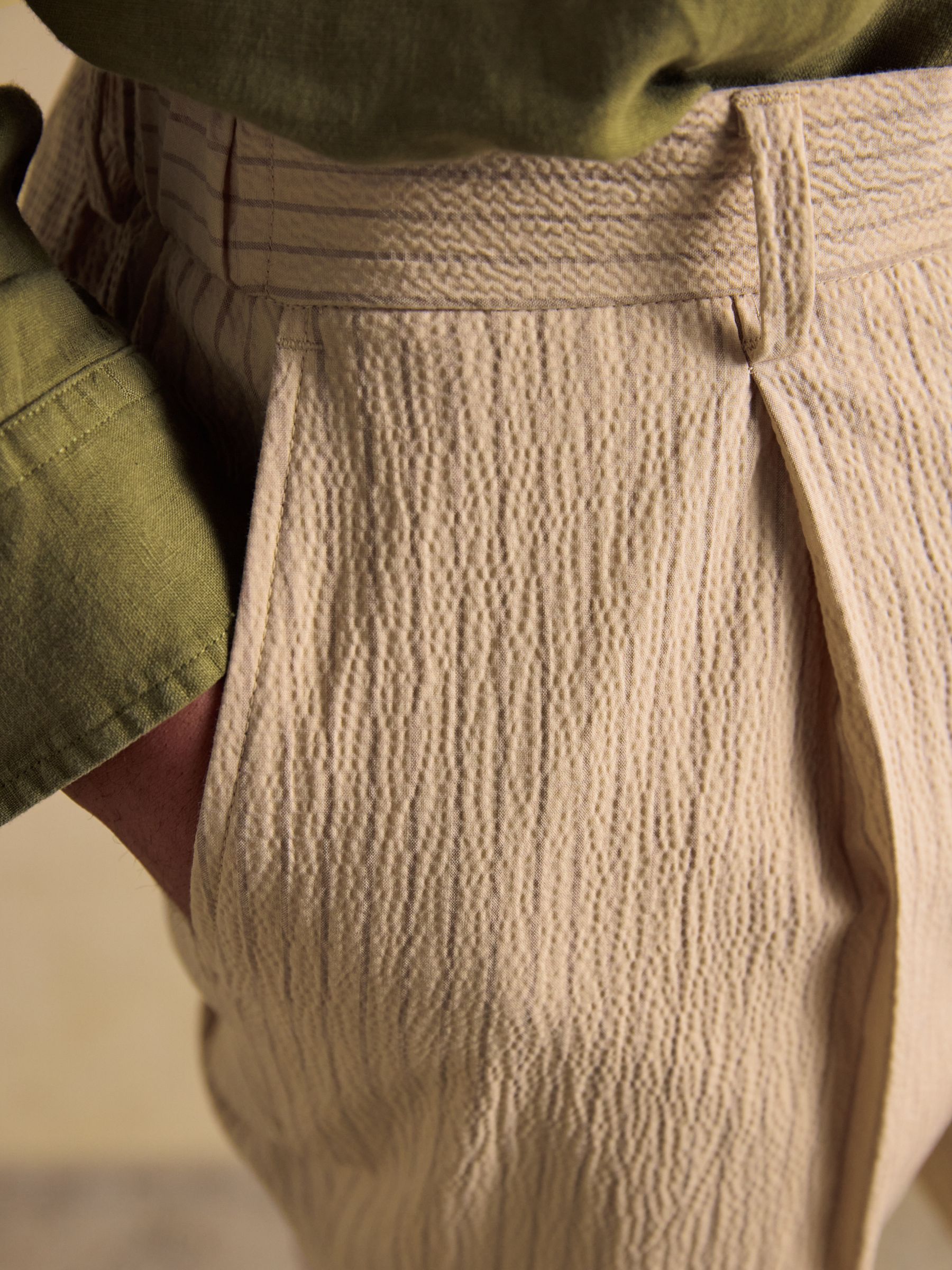 Ecru Stripe Seersucker Suit Trousers - Image 5 of 11