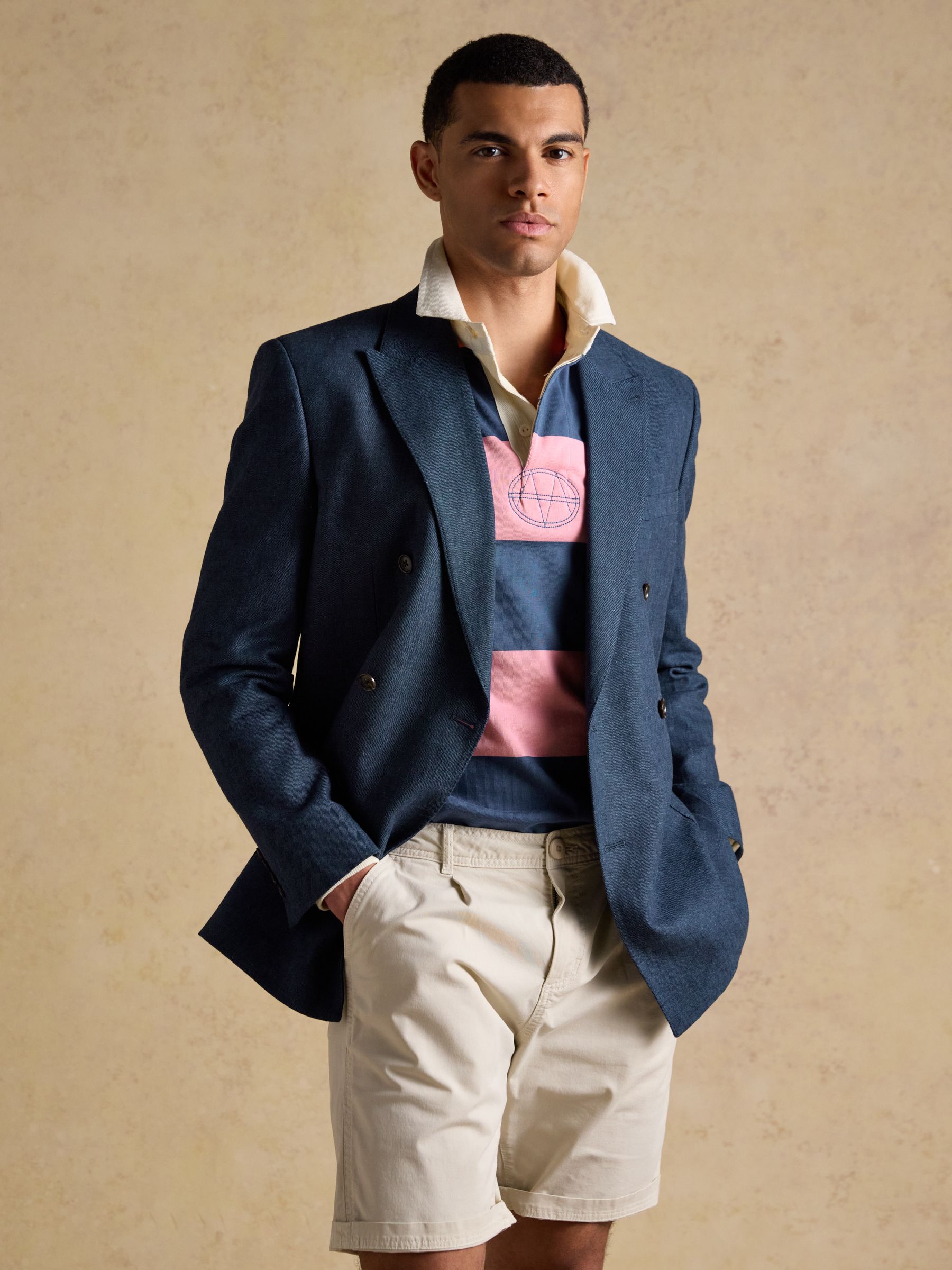 Indigo Blue Linen Blend Twill Suit Jacket - Image 12 of 19