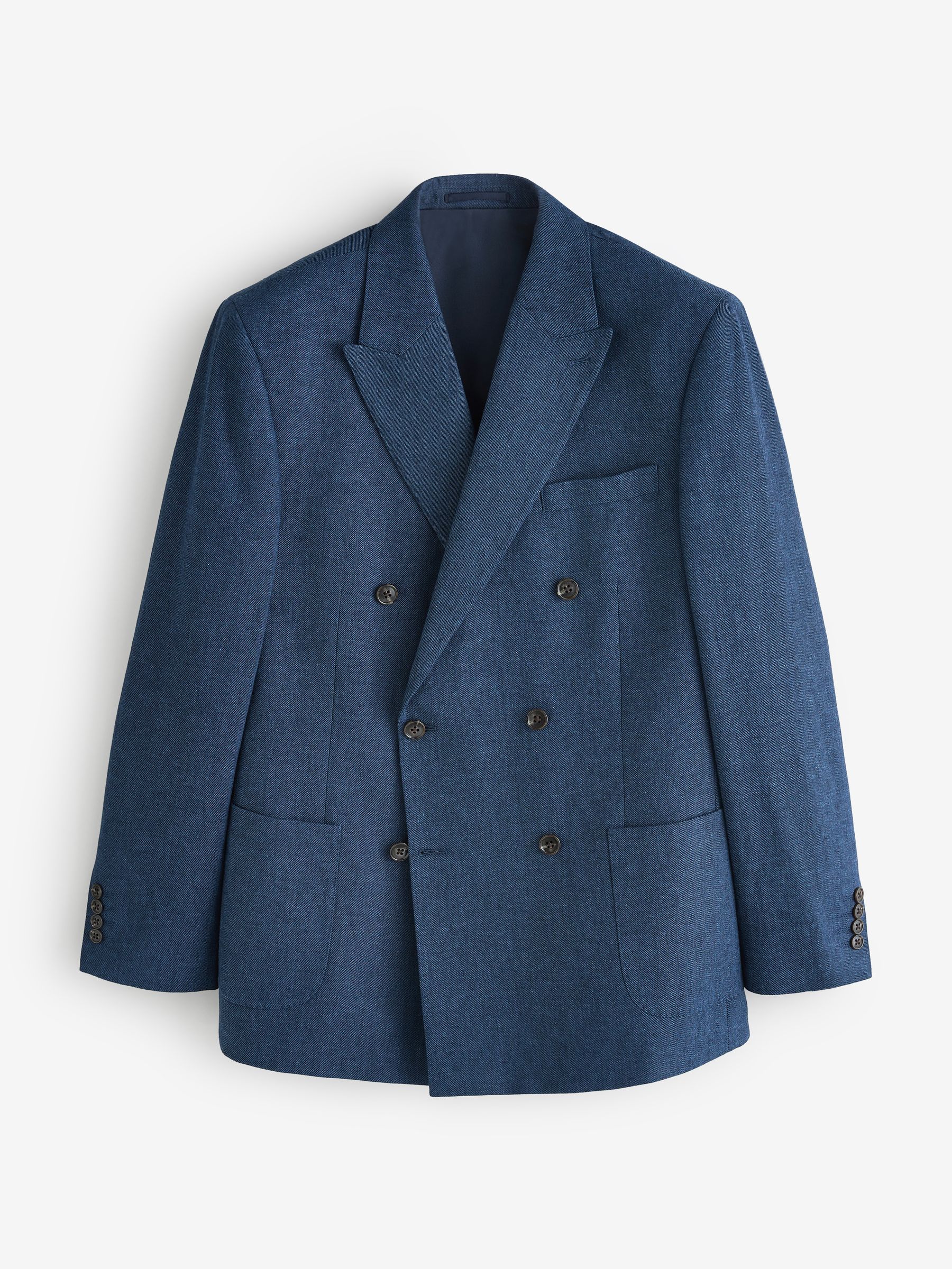 Indigo Blue Linen Blend Twill Suit Jacket - Image 13 of 19