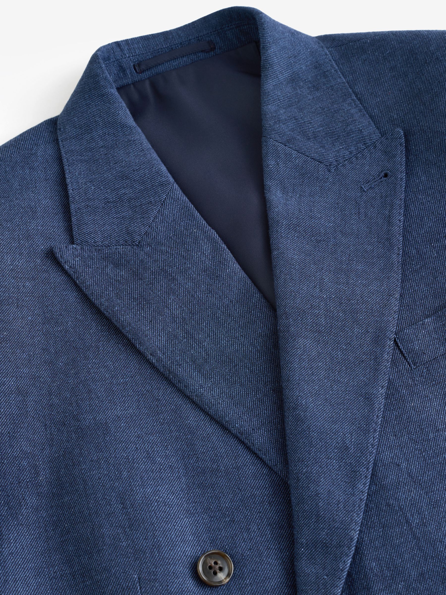 Indigo Blue Linen Blend Twill Suit Jacket - Image 15 of 19