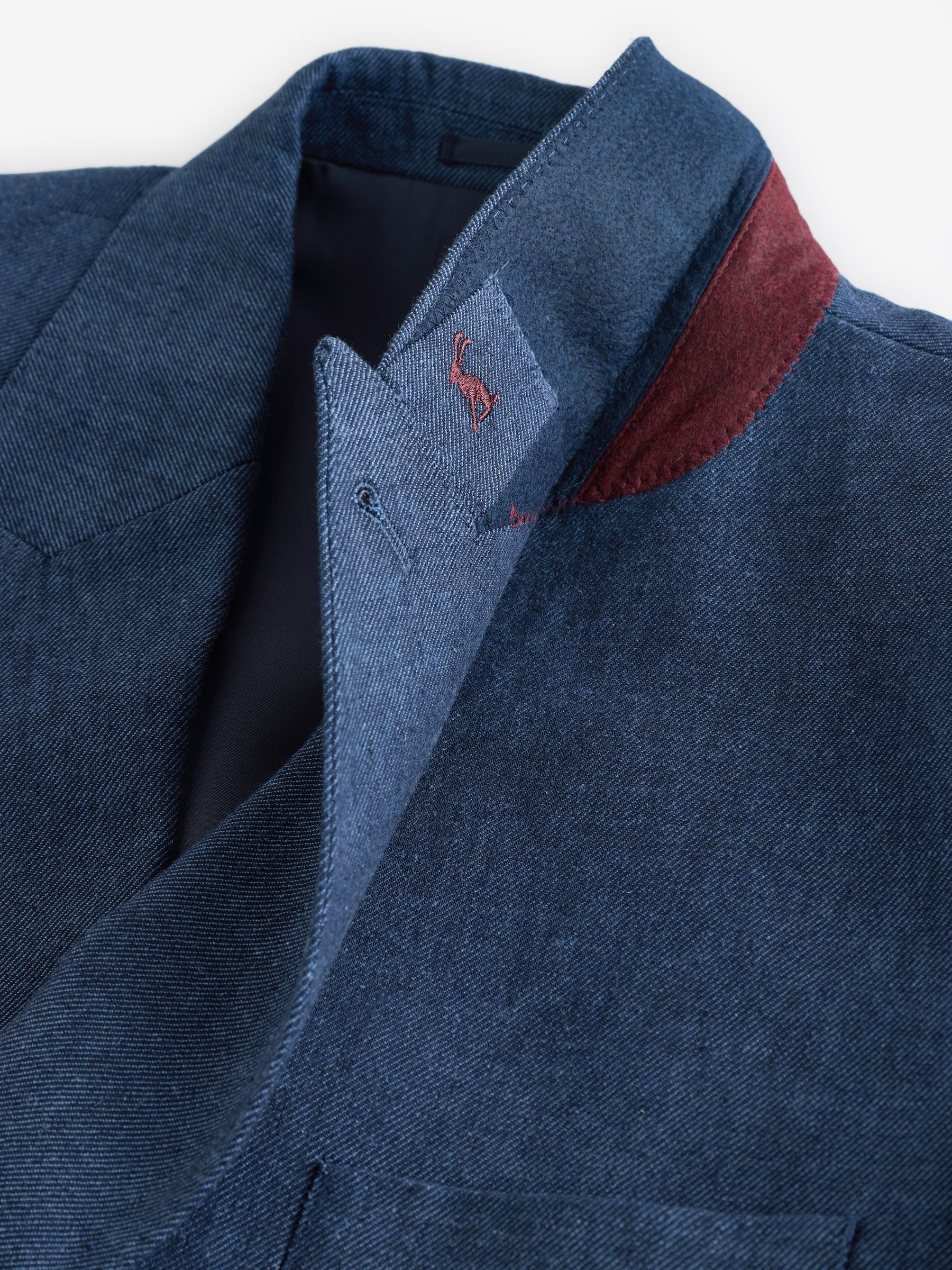 Indigo Blue Linen Blend Twill Suit Jacket - Image 16 of 19