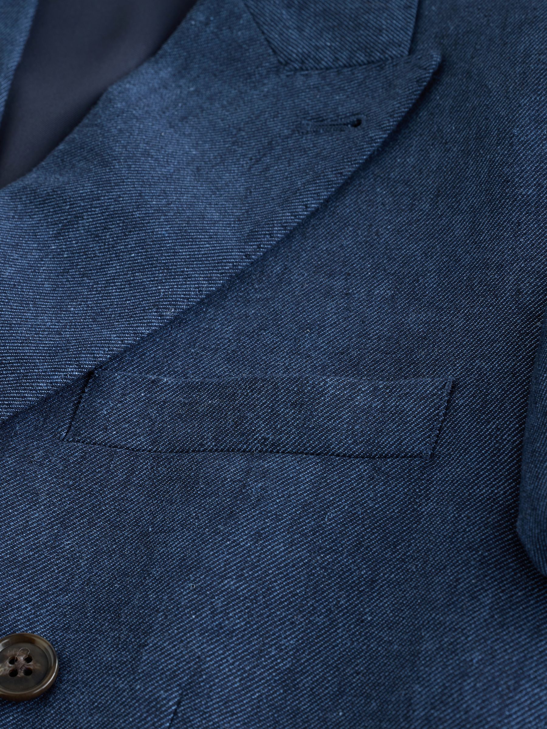 Indigo Blue Linen Blend Twill Suit Jacket - Image 17 of 19