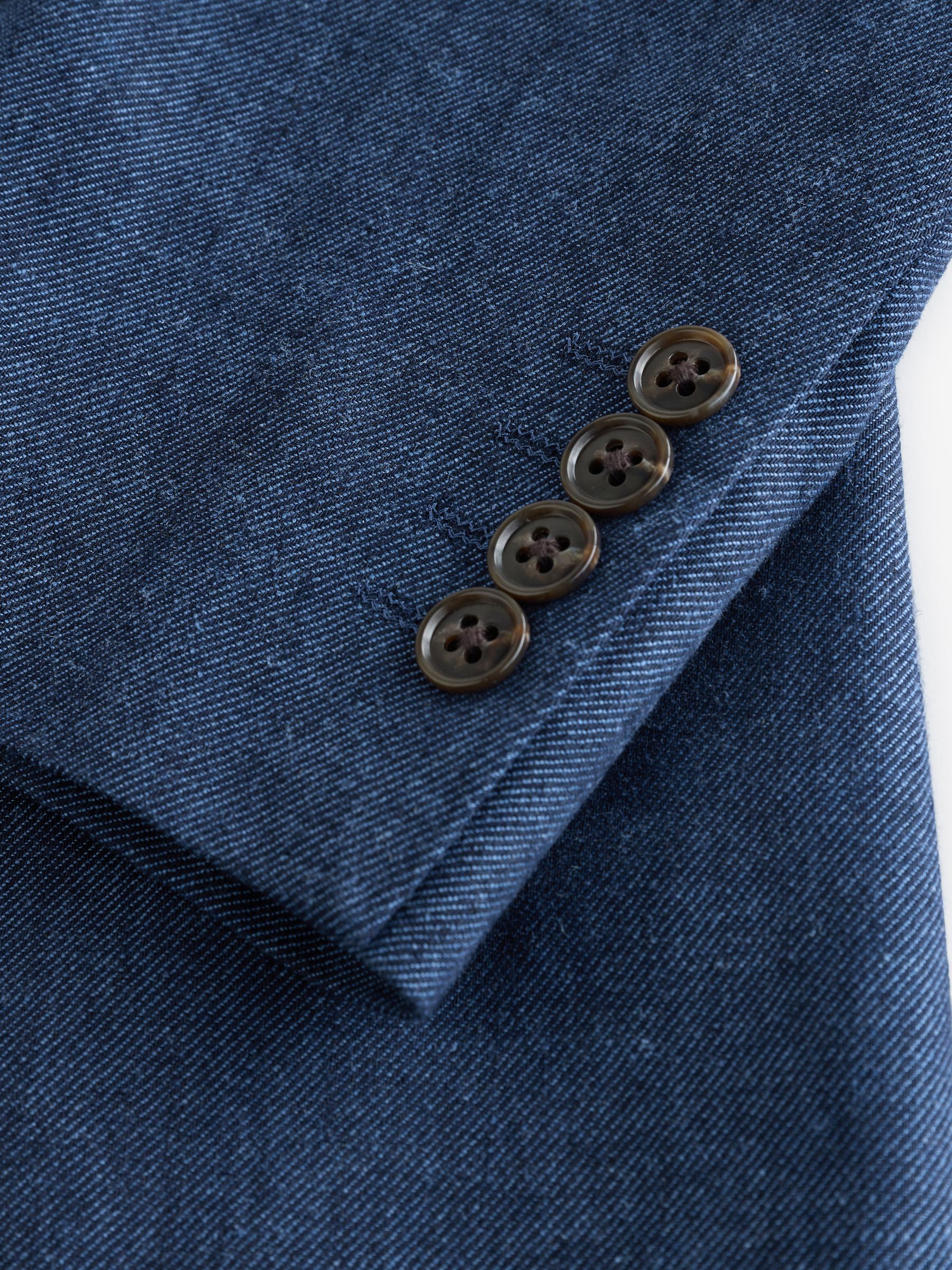 Indigo Blue Linen Blend Twill Suit Jacket - Image 18 of 19
