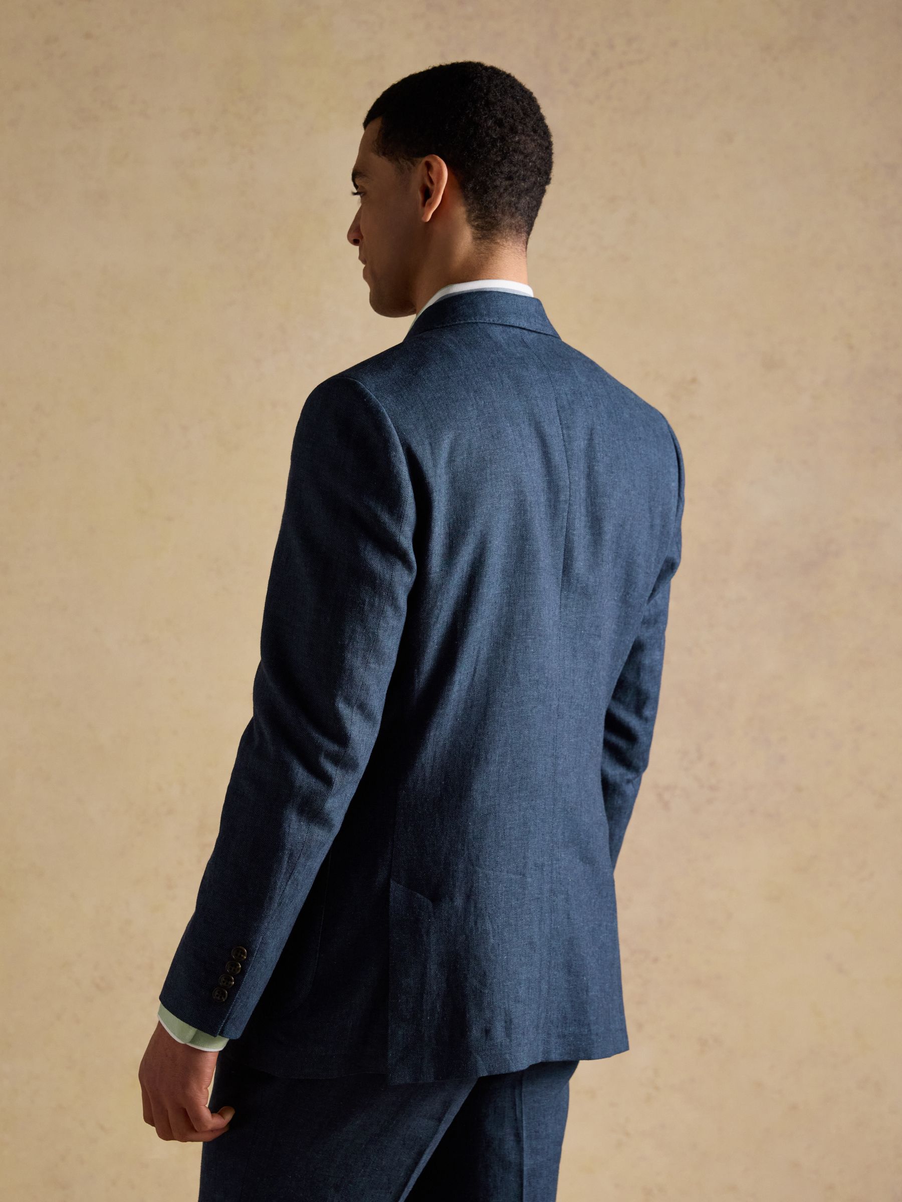 Indigo Blue Linen Blend Twill Suit Jacket - Image 2 of 19