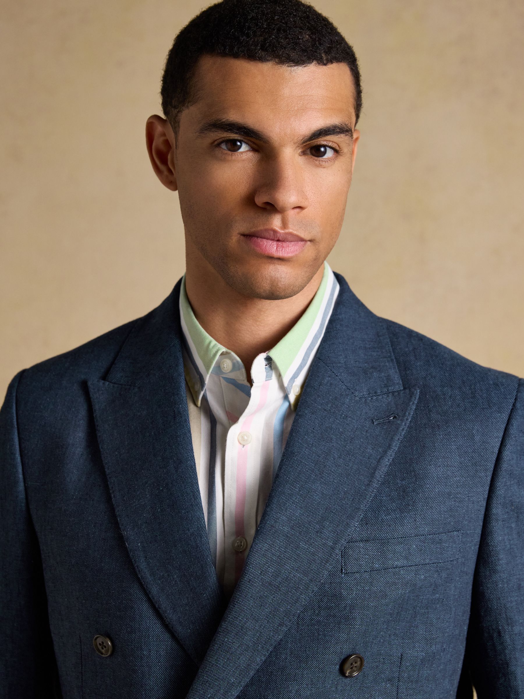 Indigo Blue Linen Blend Twill Suit Jacket - Image 4 of 19