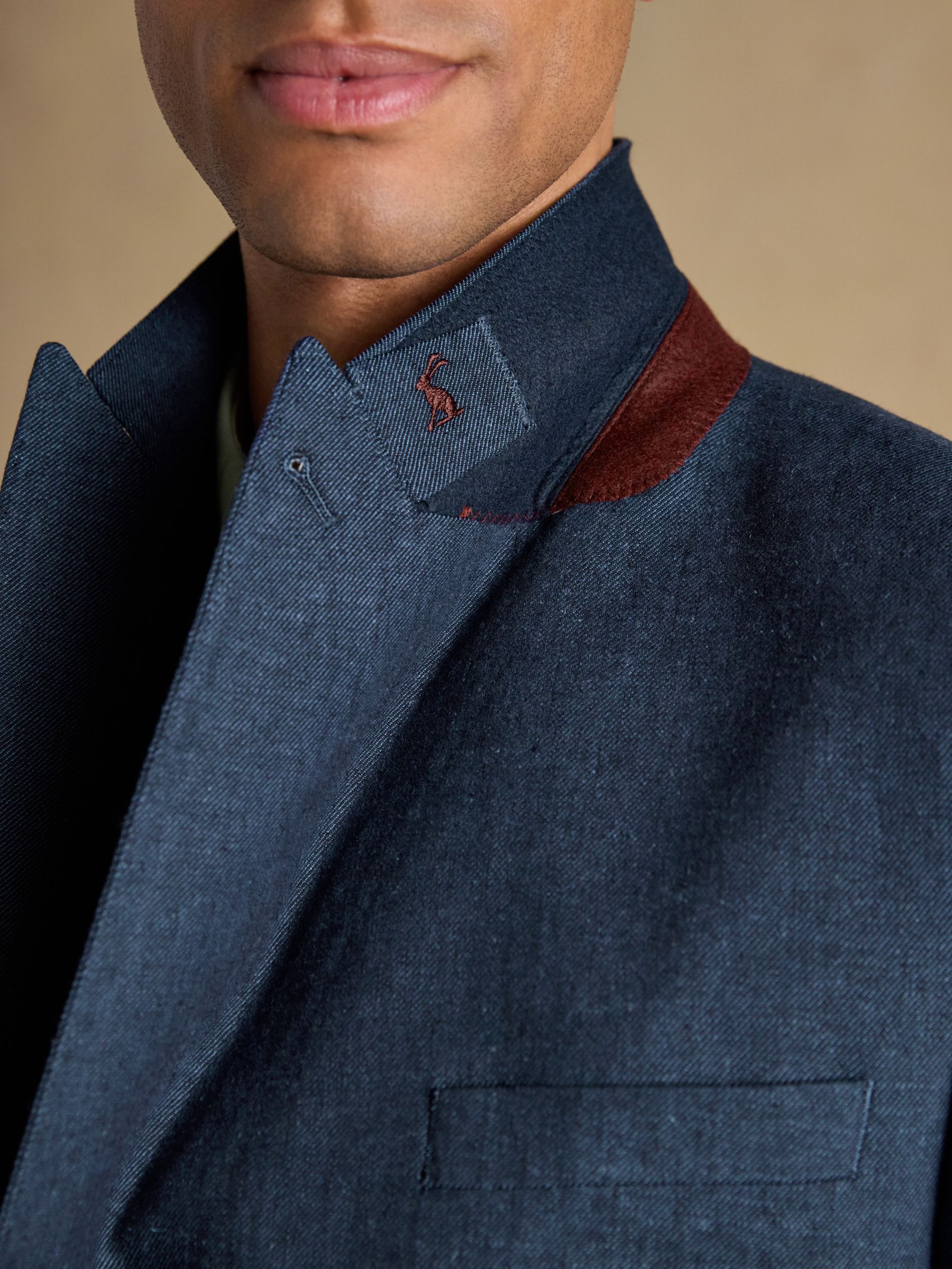 Indigo Blue Linen Blend Twill Suit Jacket - Image 5 of 19