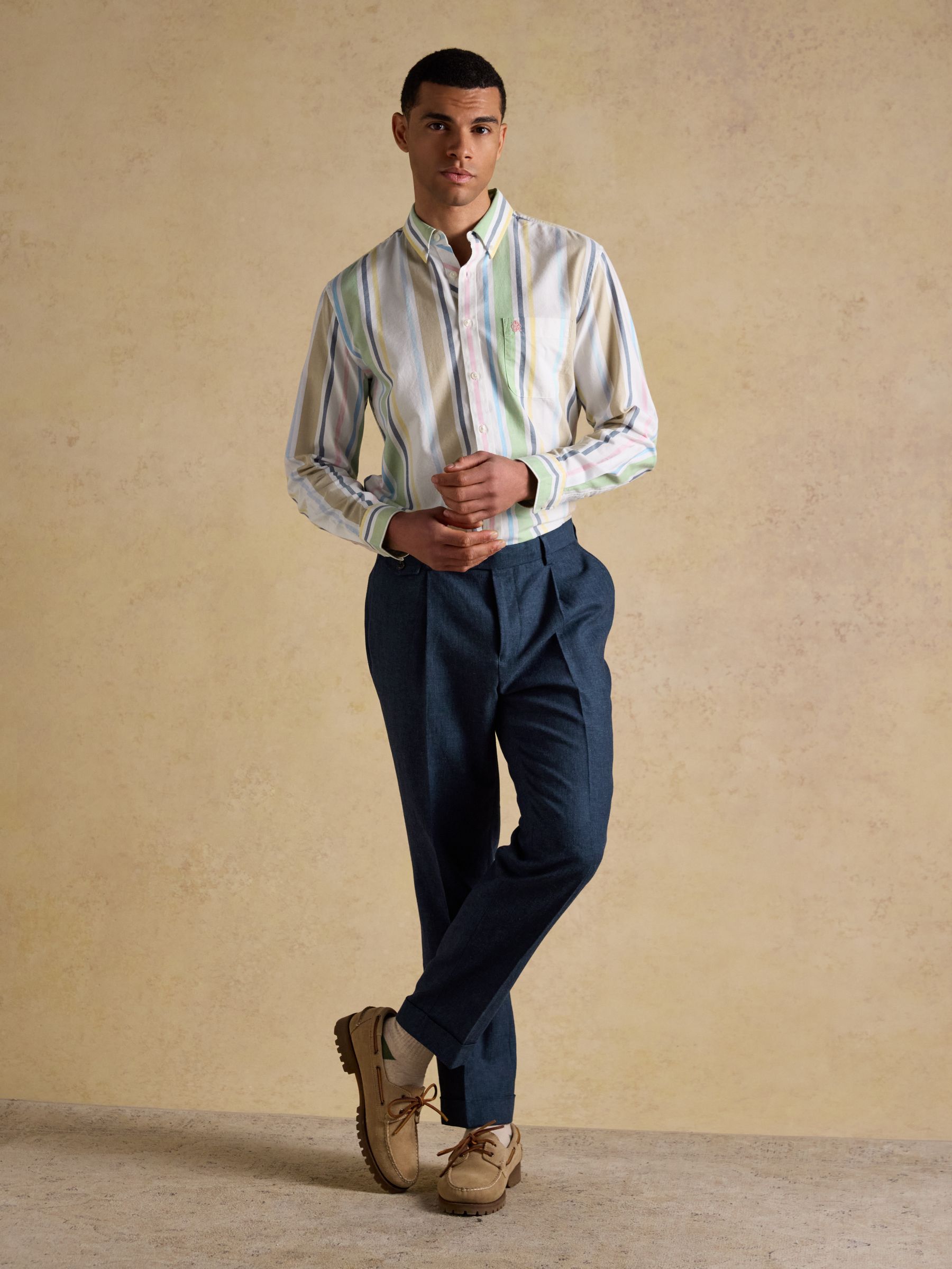 Indigo Blue Linen Cotton Twill Suit Trousers - Image 4 of 8