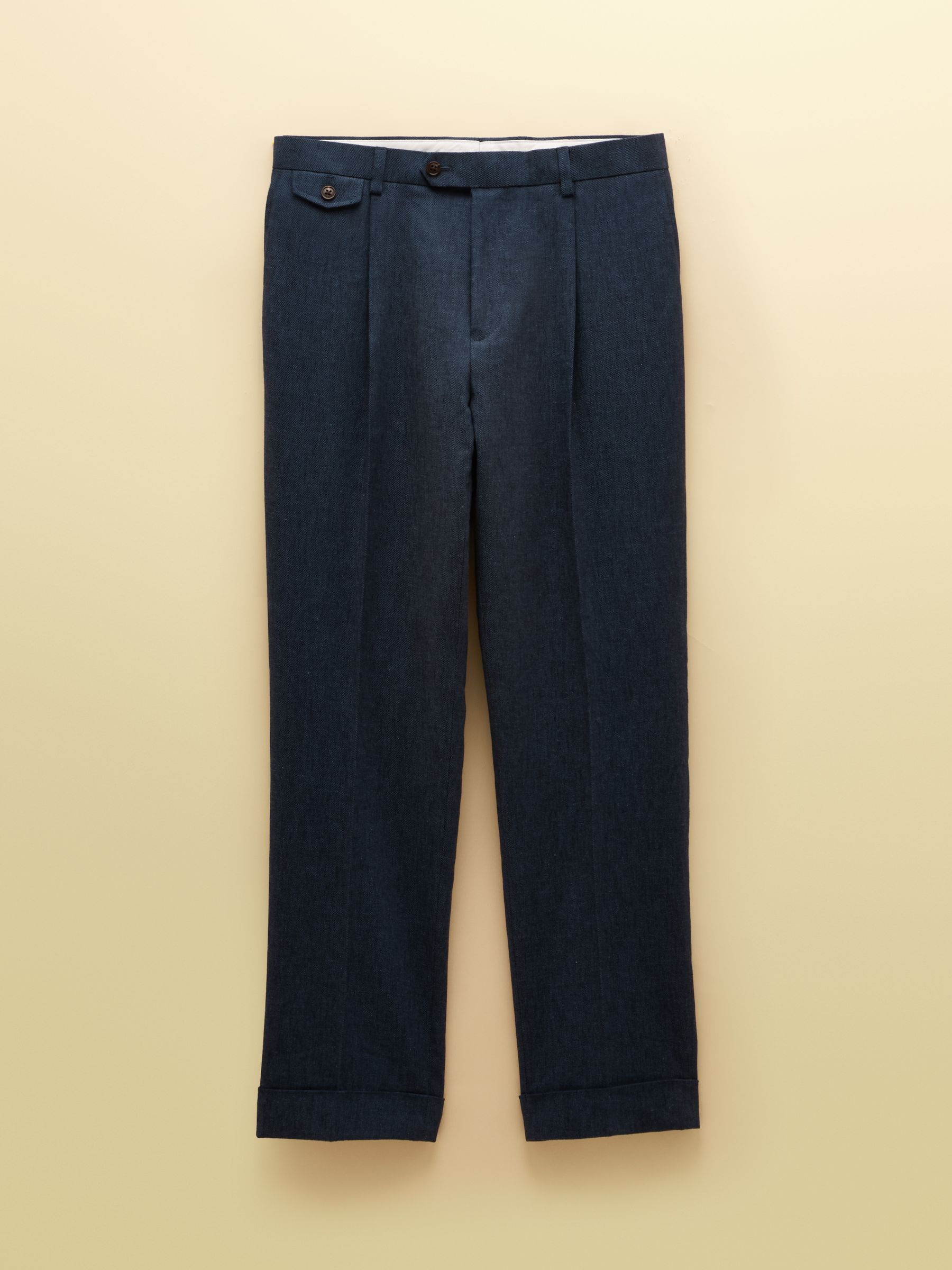 Indigo Blue Linen Cotton Twill Suit Trousers - Image 8 of 8