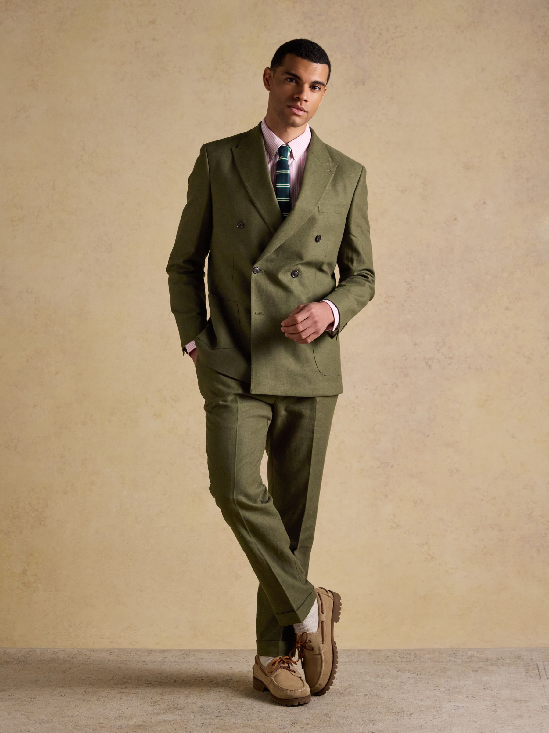 Green Cotton Linen Blend Suit Jacket - Image 13 of 14