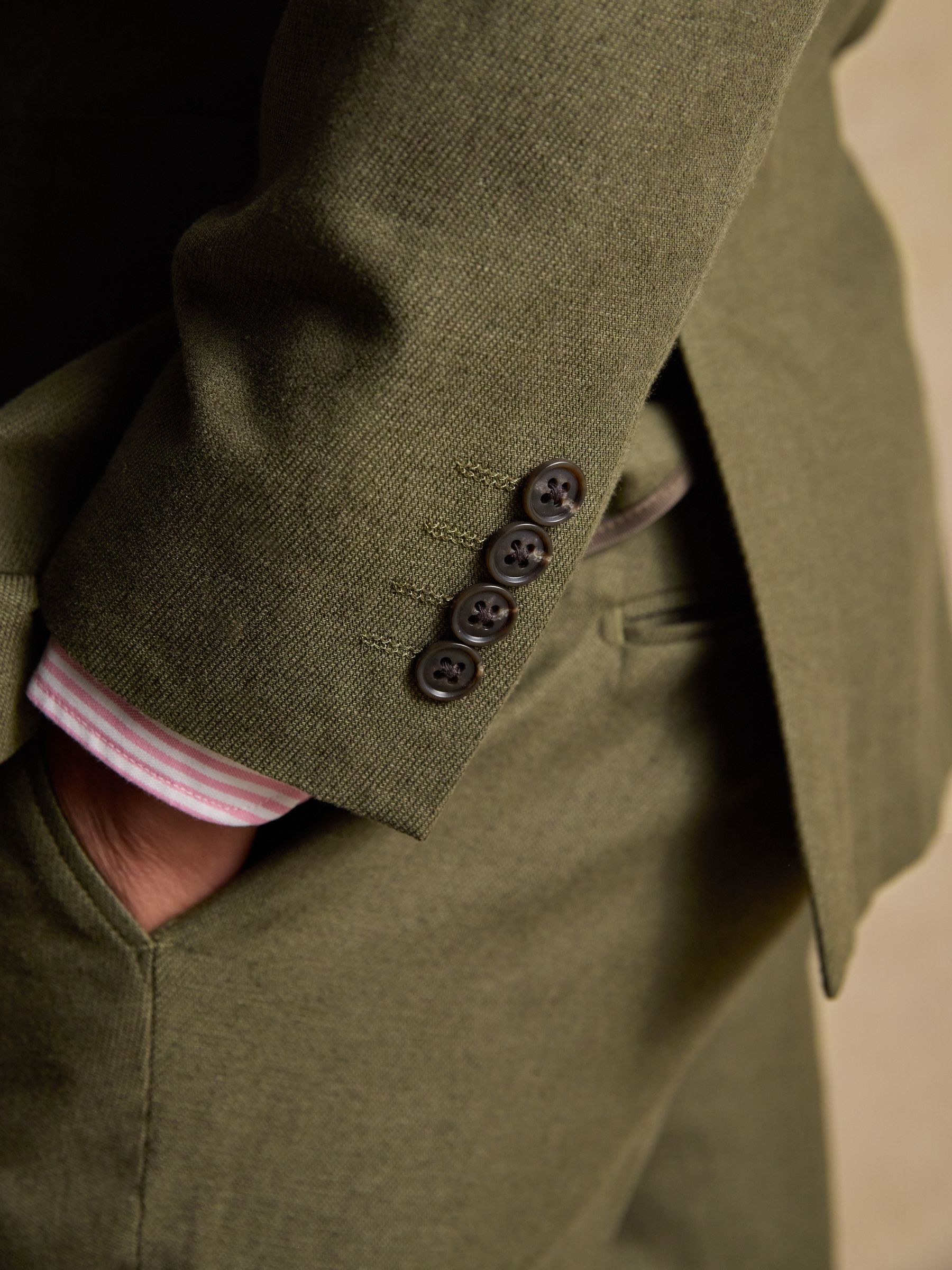 Green Cotton Linen Blend Suit Jacket - Image 6 of 14