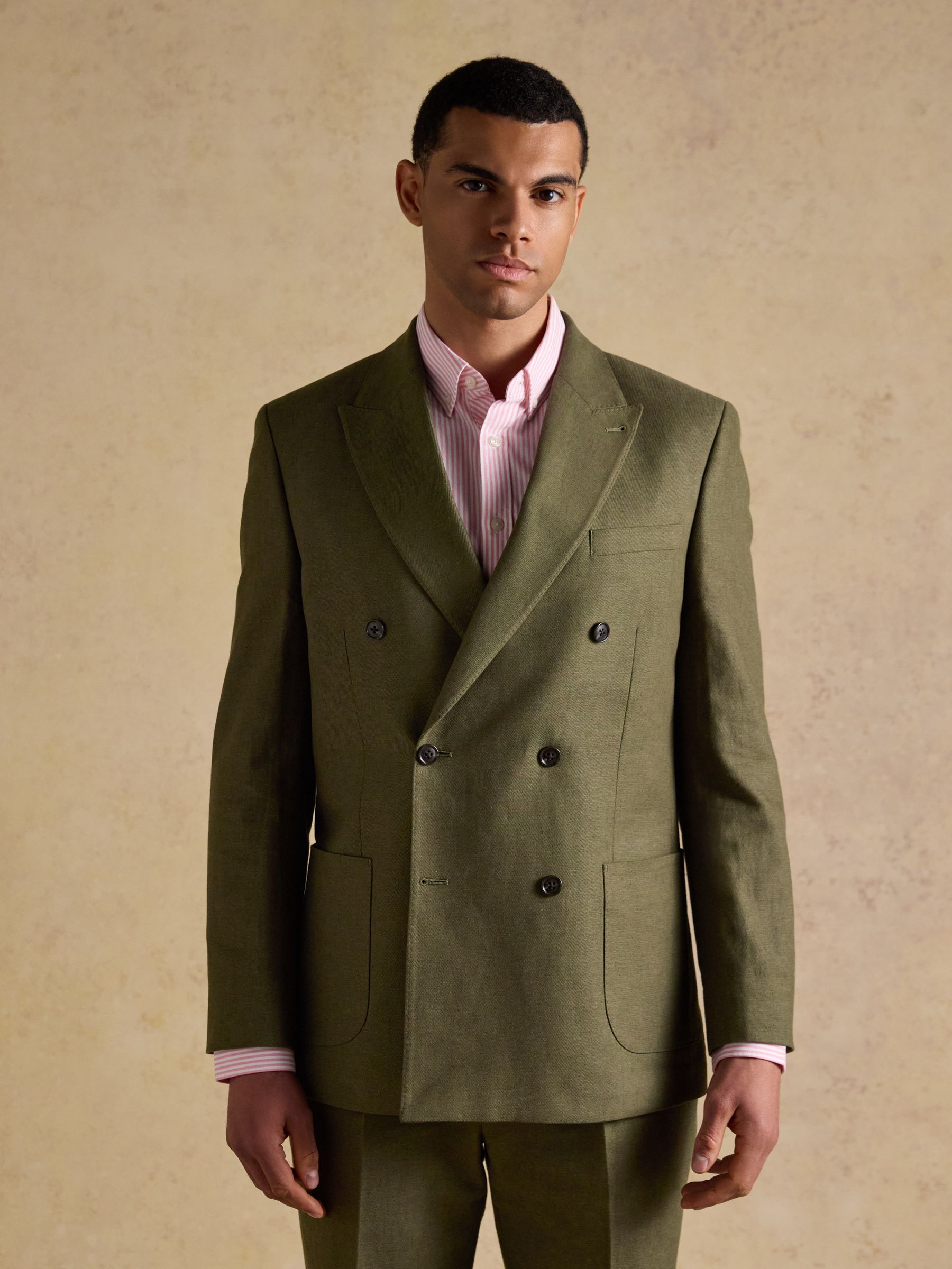 Green Cotton Linen Blend Suit Jacket - Image 7 of 14