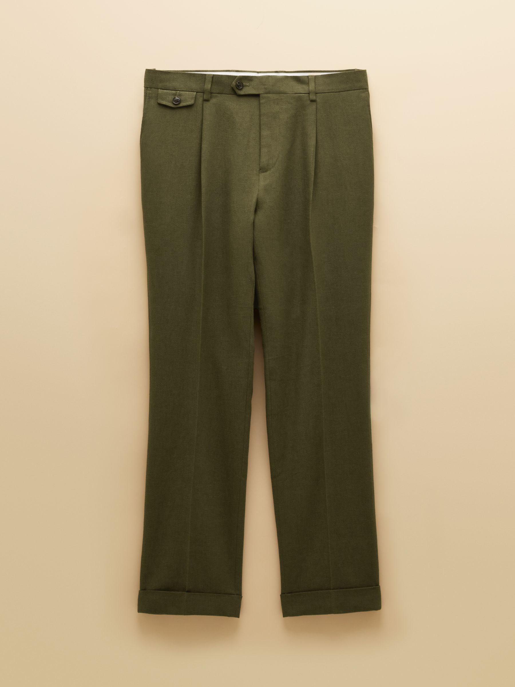 Green Cotton Linen Blend Suit Trousers - Image 10 of 10 Green Cotton Linen Blend Suit Trousers - Image 10 of 10