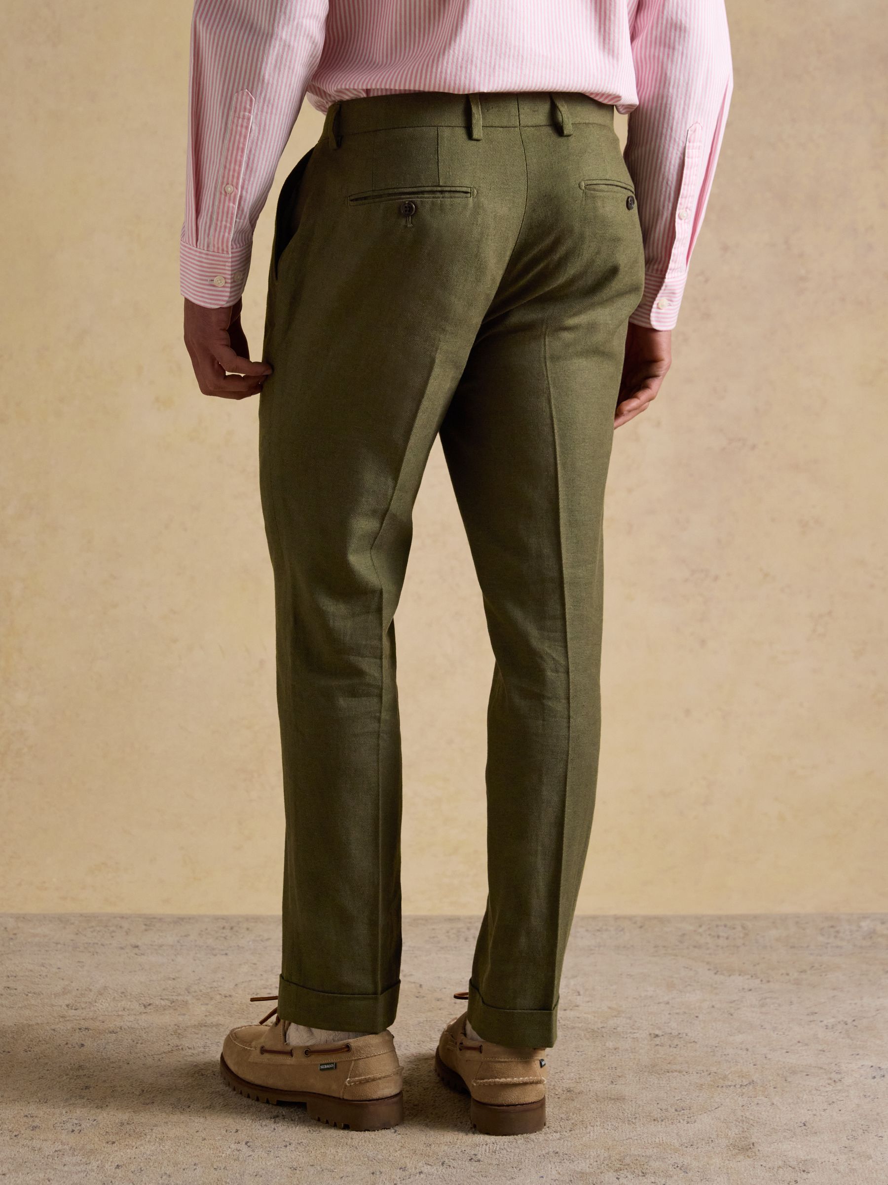 Green Cotton Linen Blend Suit Trousers - Image 2 of 8