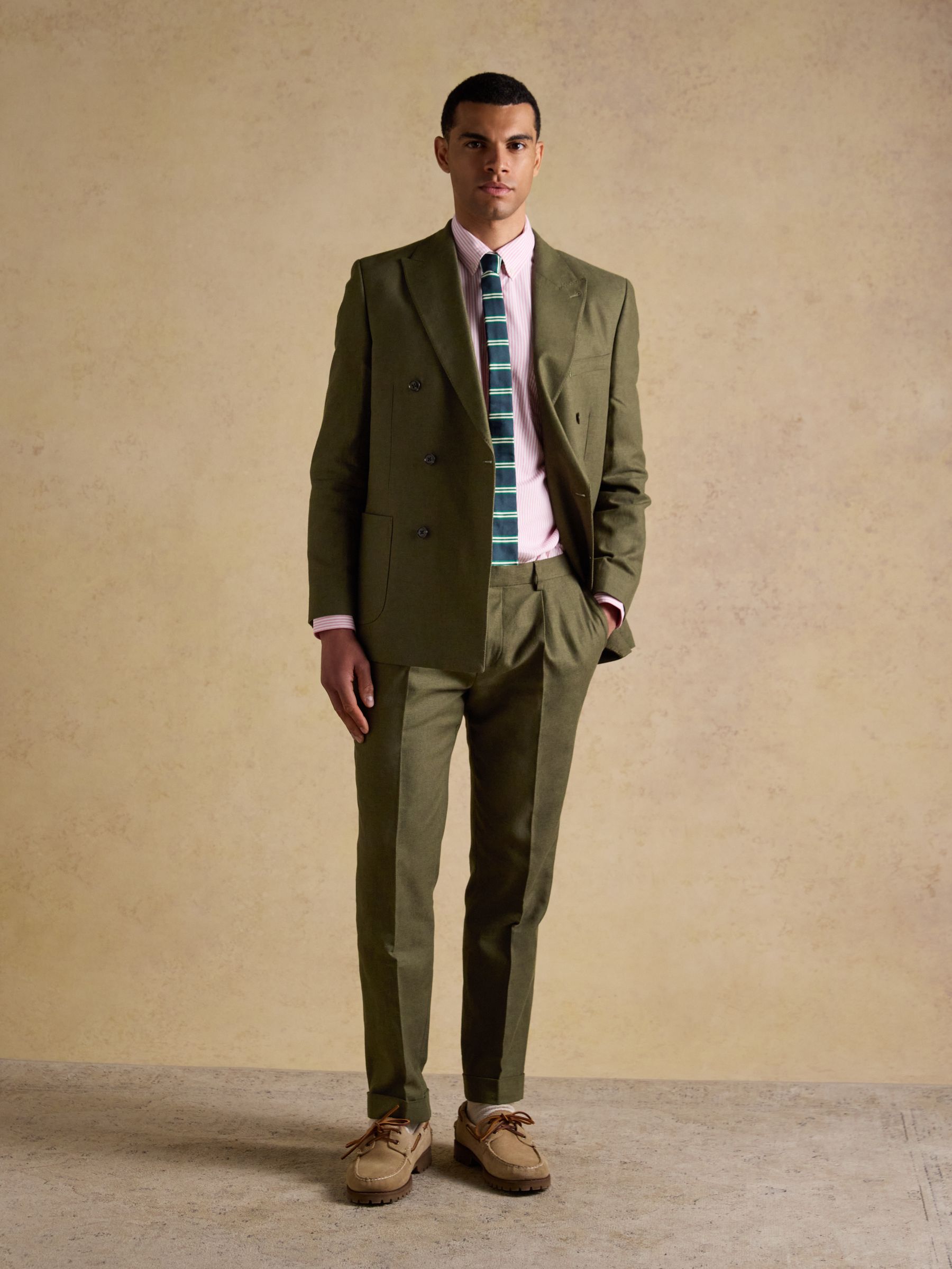 Green Cotton Linen Blend Suit Trousers - Image 3 of 8