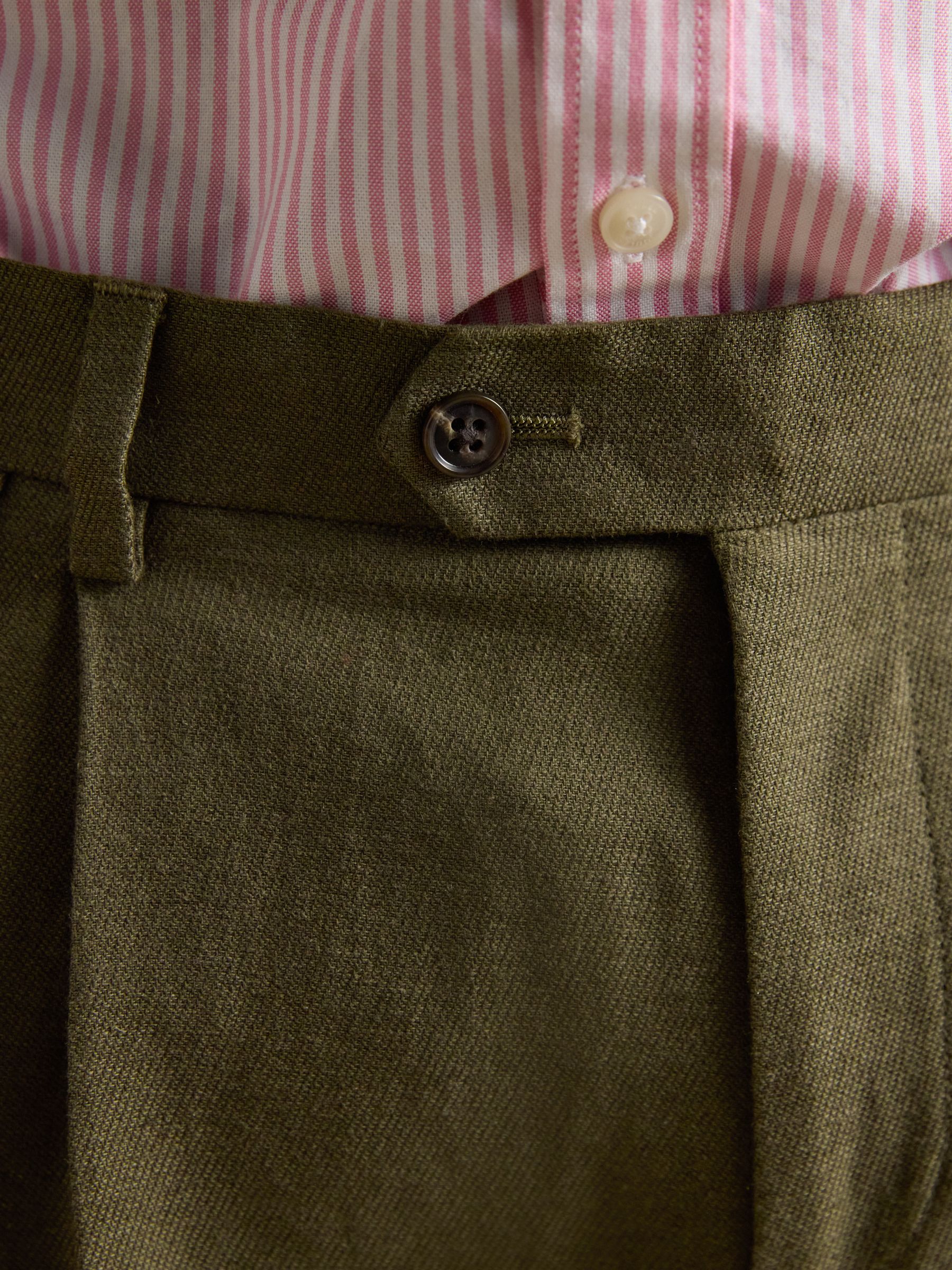 Green Cotton Linen Blend Suit Trousers - Image 4 of 8
