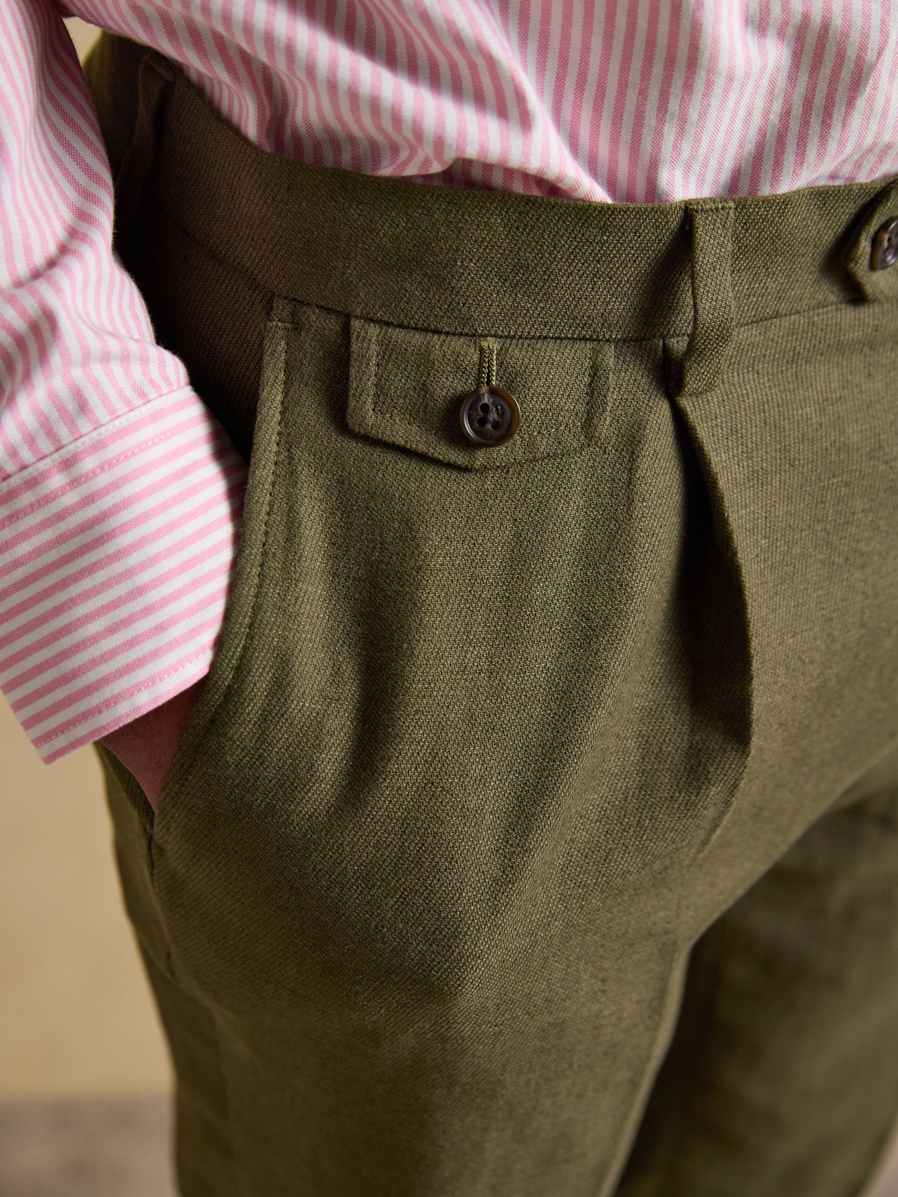 Green Cotton Linen Blend Suit Trousers - Image 6 of 8
