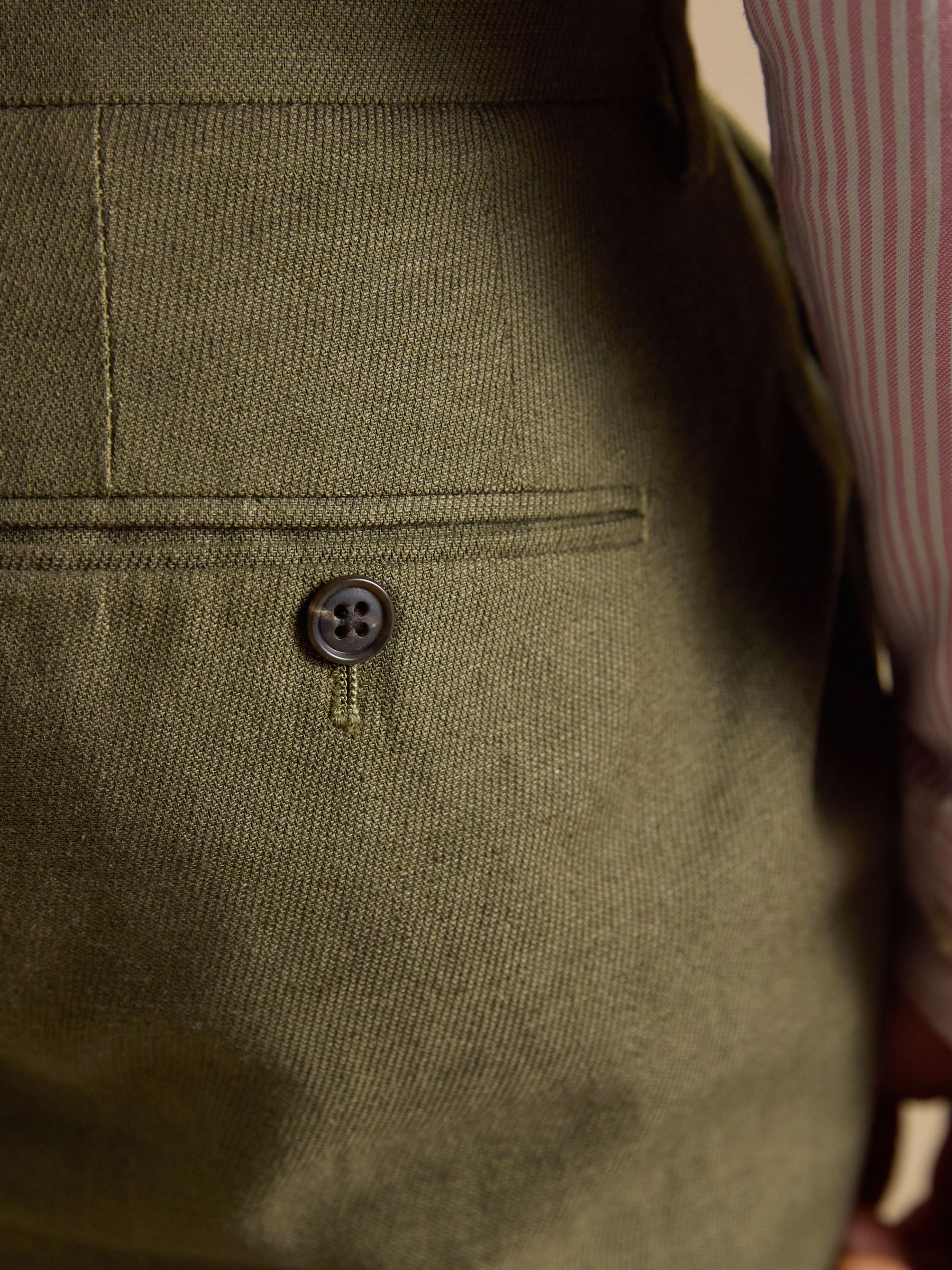 Green Cotton Linen Blend Suit Trousers - Image 7 of 8