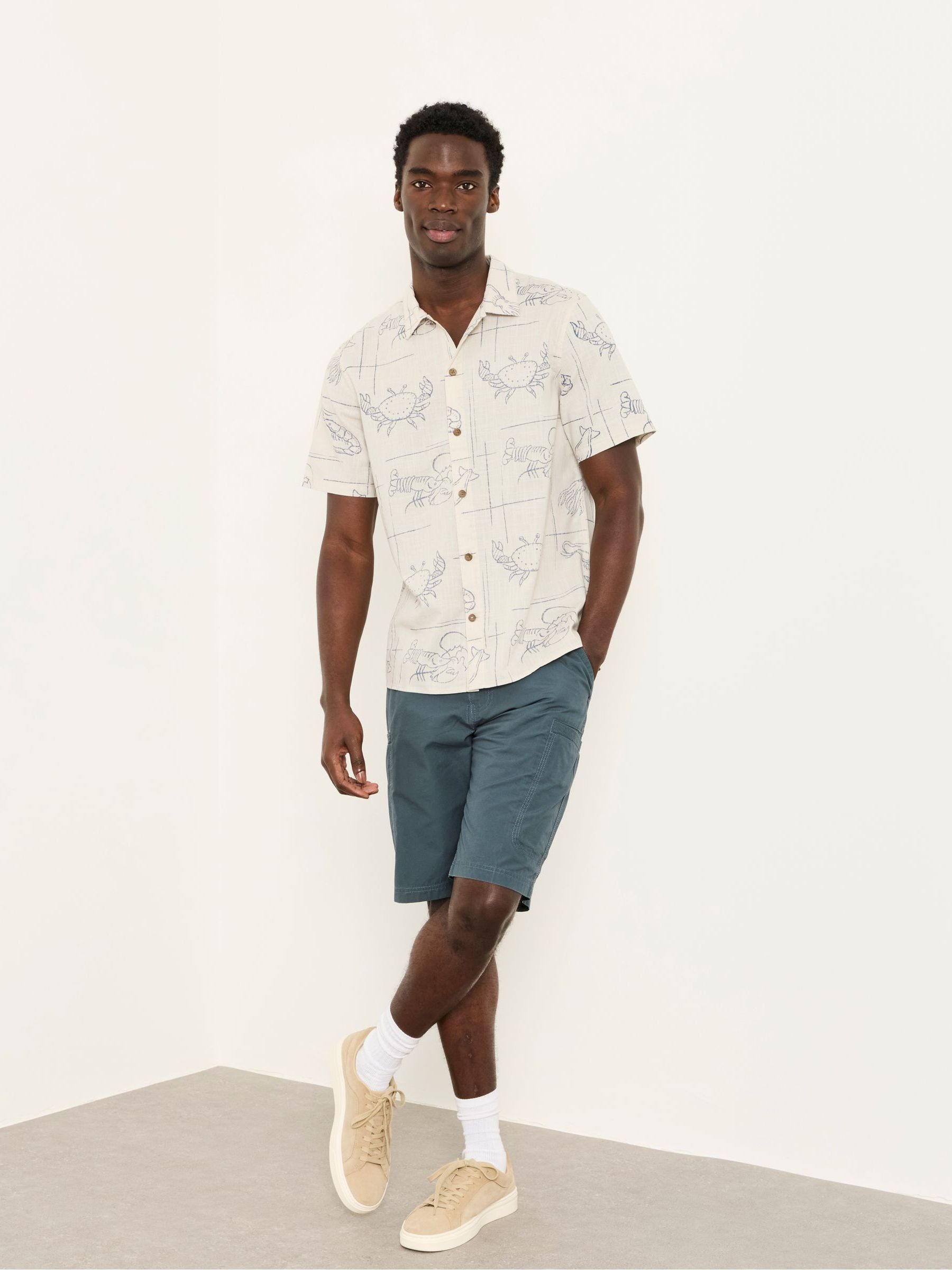 Natural Short Sleeve Seafood Print Shirt - Image 3 of 6