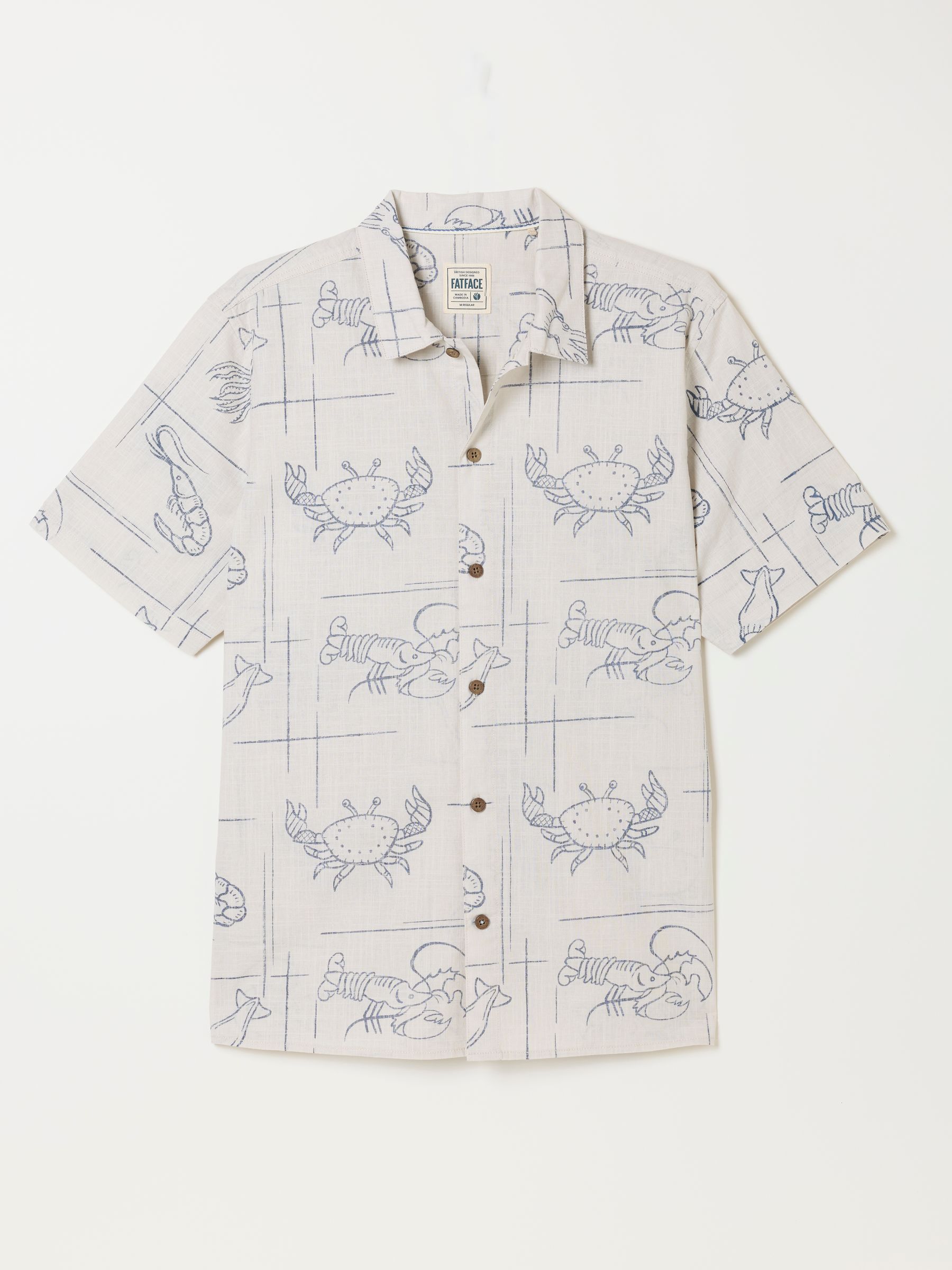 Natural Short Sleeve Seafood Print Shirt - Image 6 of 6