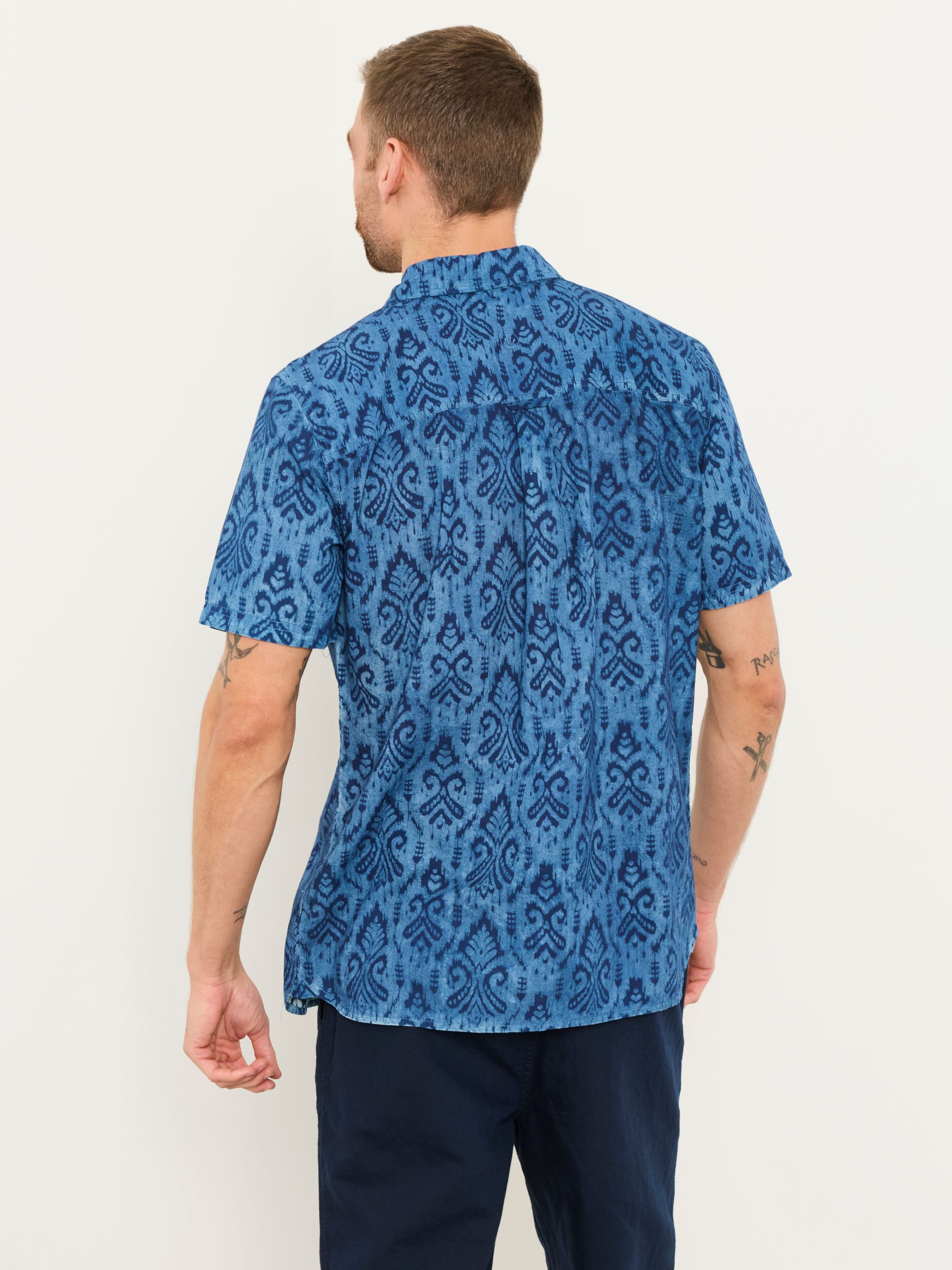Blue Short Sleeve Indian Hand Printed Kalamkari Shirt - Image 2 of 5