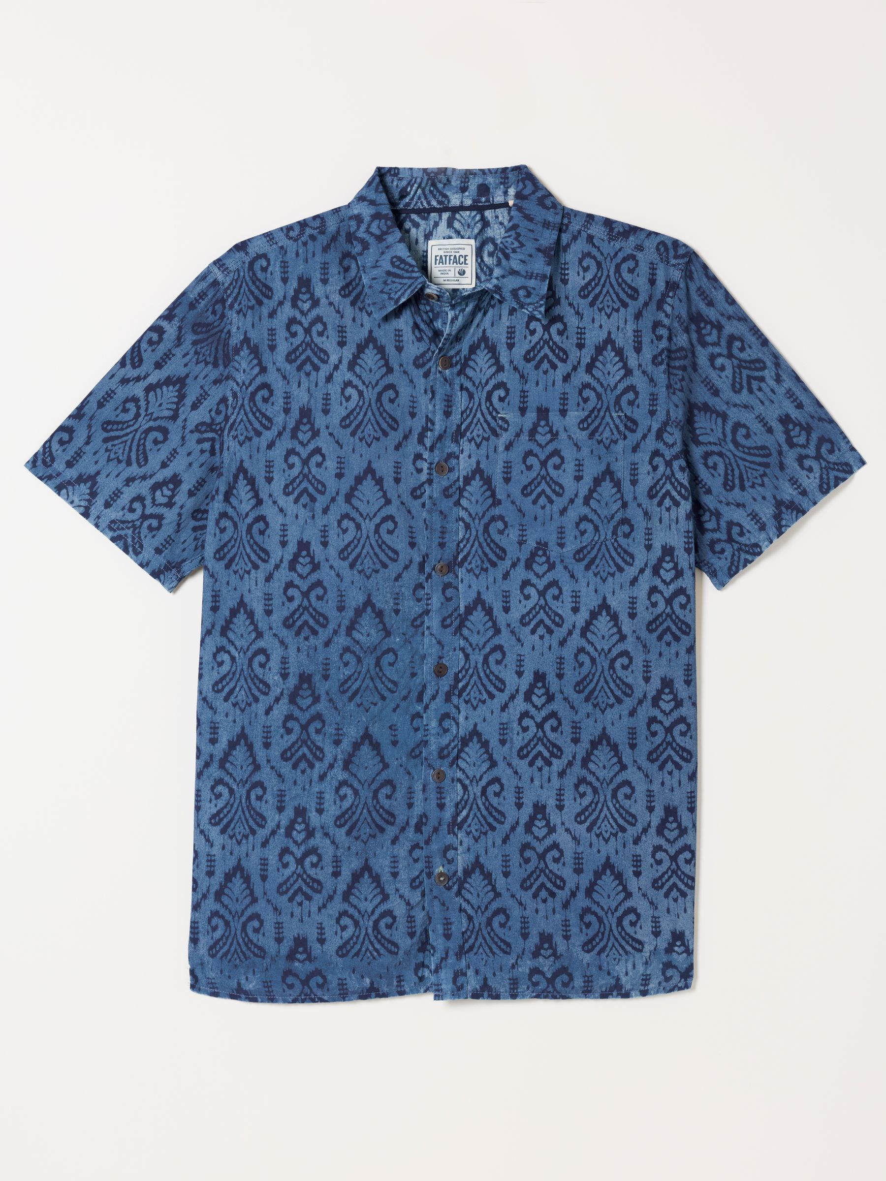Blue Short Sleeve Indian Hand Printed Kalamkari Shirt - Image 5 of 5