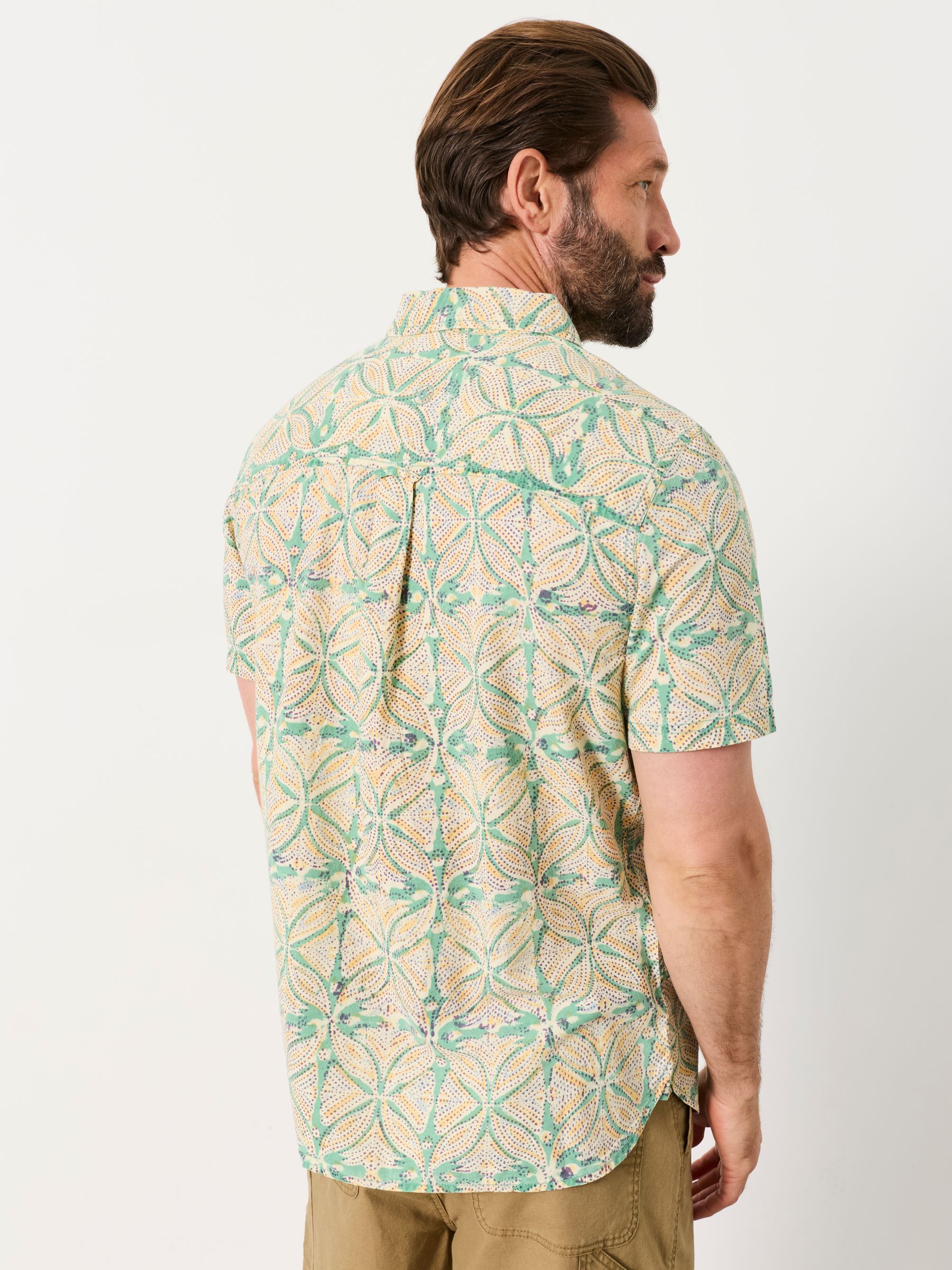 Green Short Sleeve Indian Hand Printed Kalamkari Shirt - Image 2 of 5