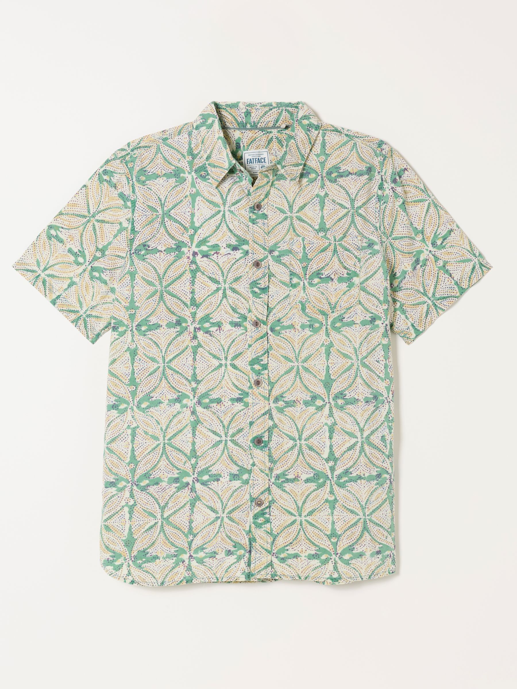 Green Short Sleeve Indian Hand Printed Kalamkari Shirt - Image 5 of 5