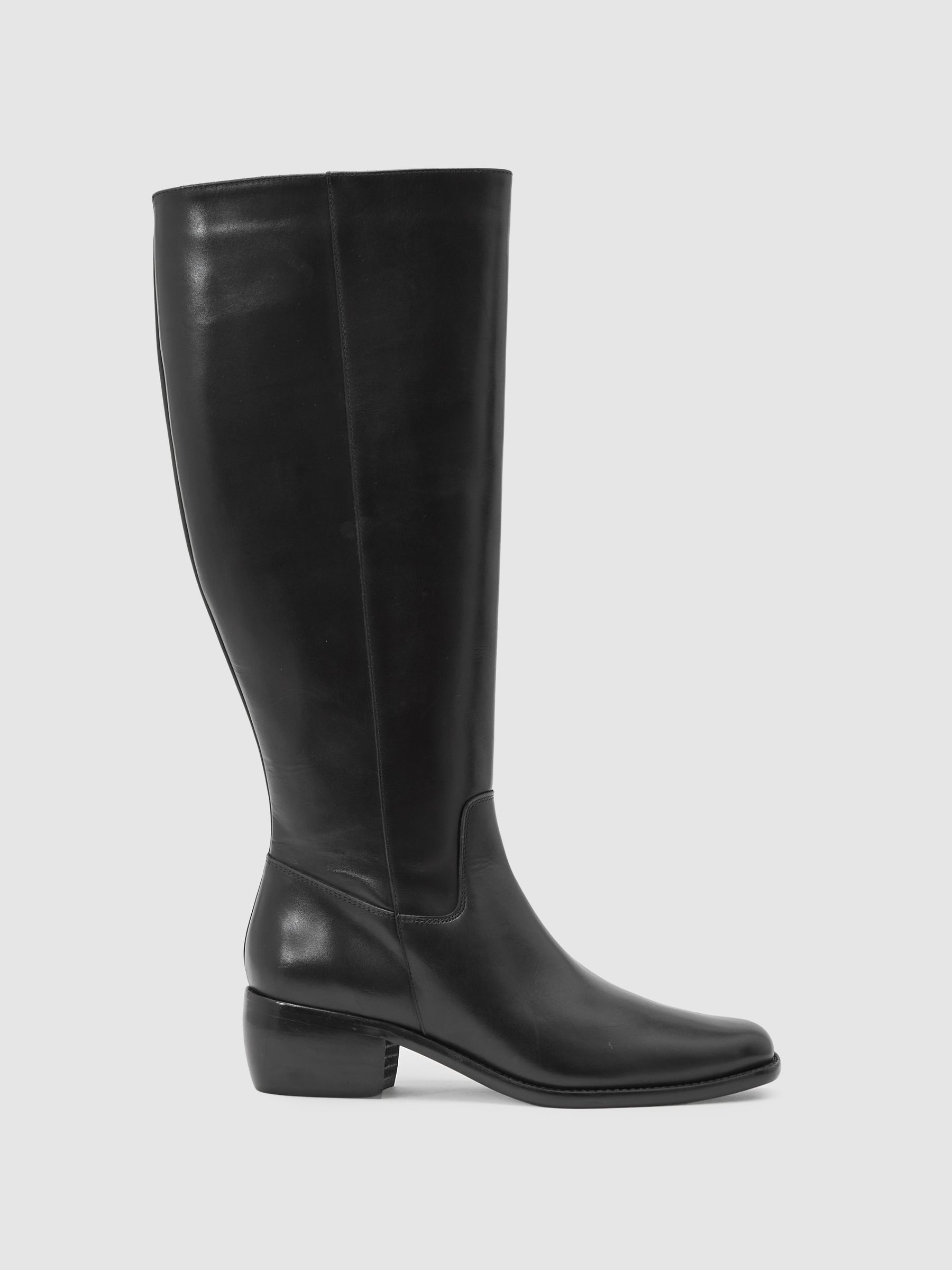 Leather Knee-High Boots in Black - image 1