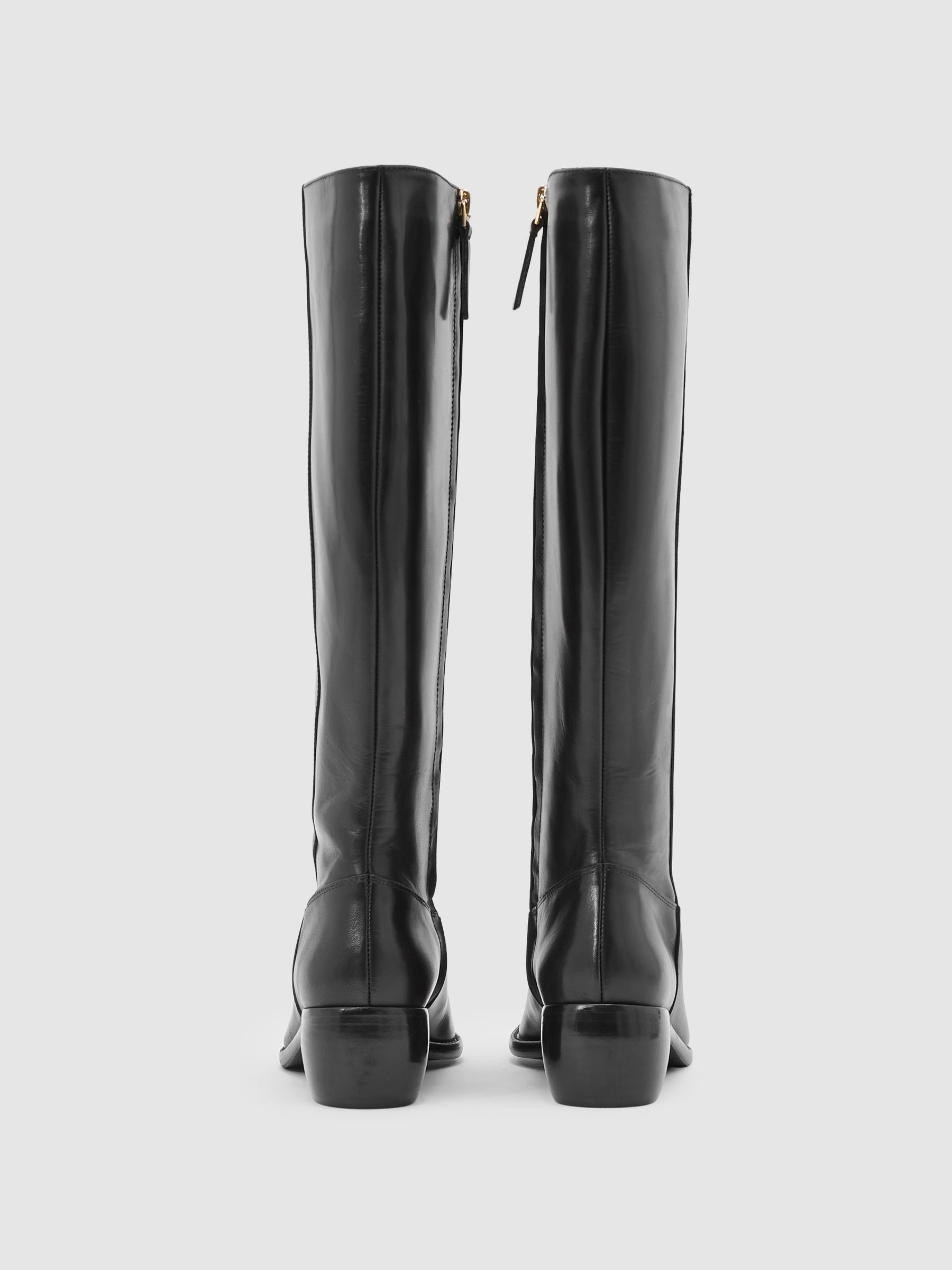 Leather Knee-High Boots in Black - image 2