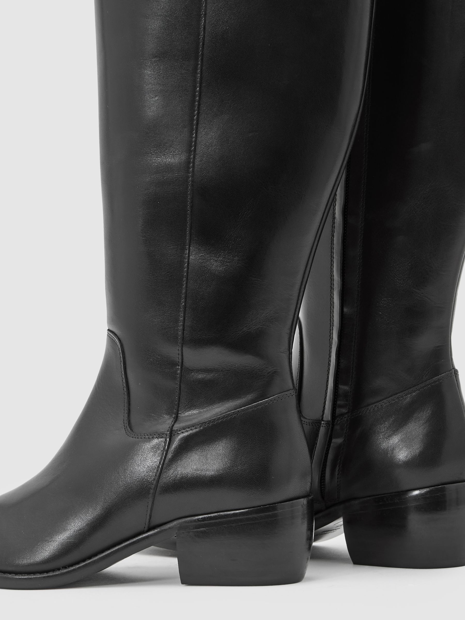 Leather Knee-High Boots in Black - image 3