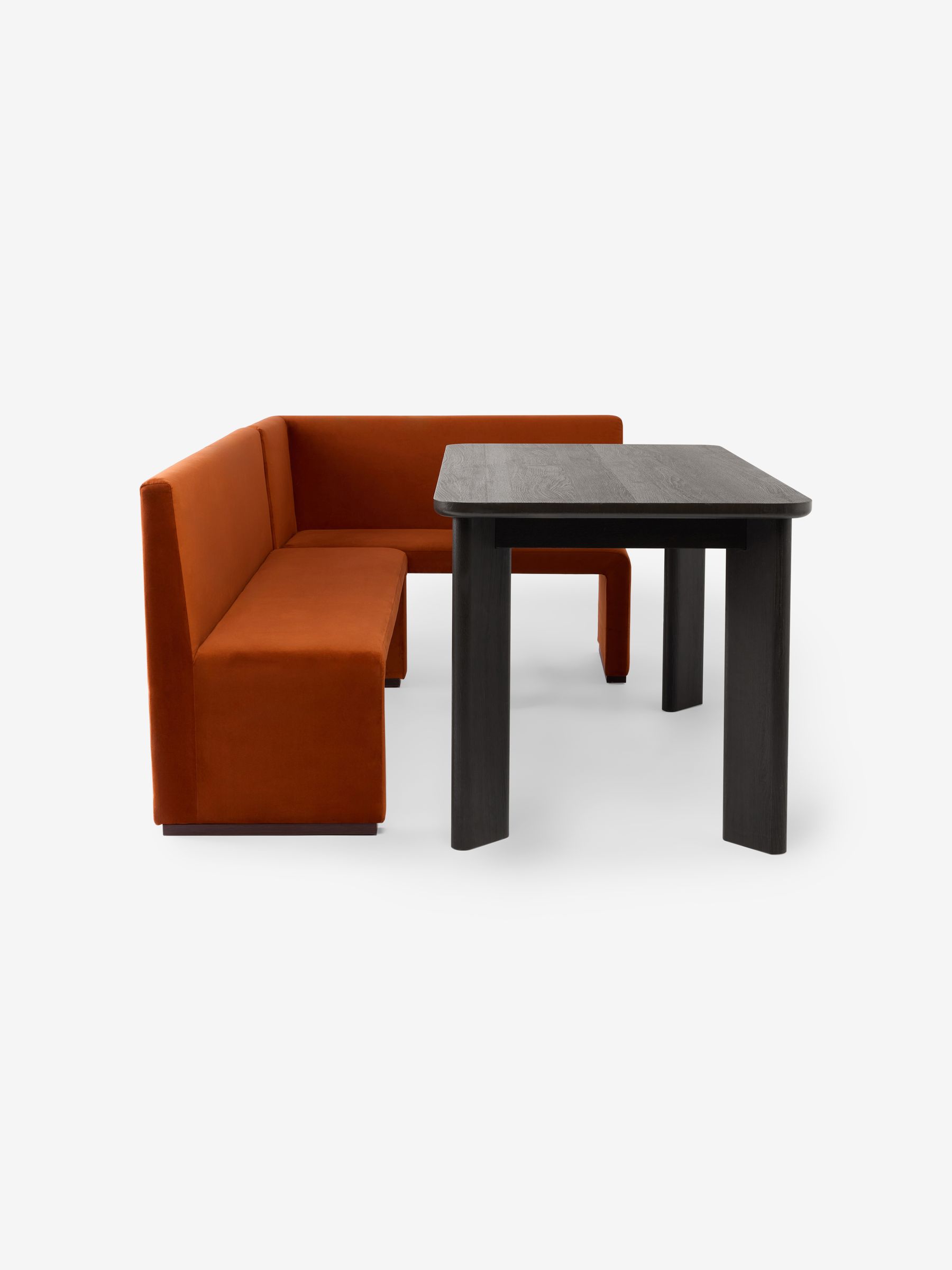 Tova Right Hand Corner Dining Table and Bench Set in Rust Red Velvet - Image 7 of 7