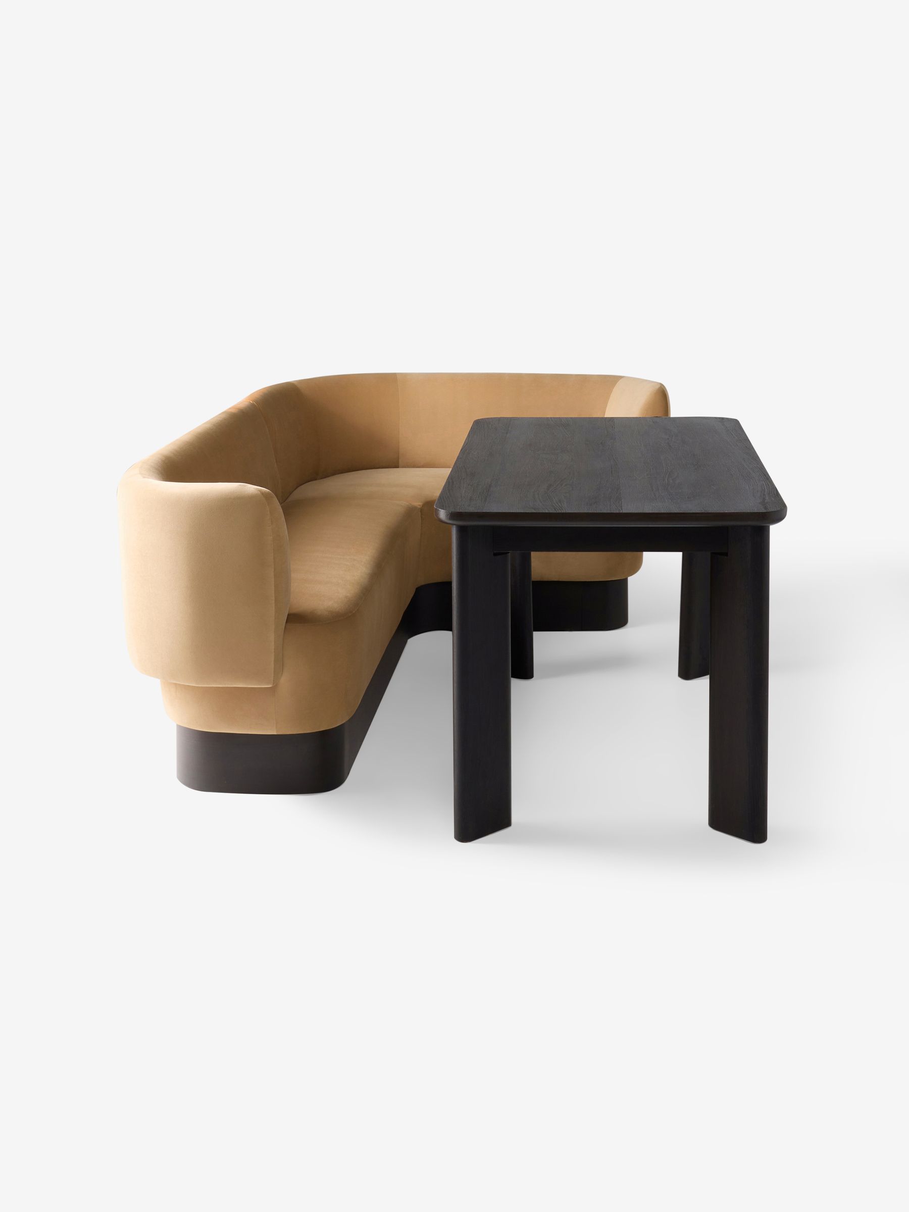 Novara Right Hand Corner Dining Table and Bench Set in Caramel Brown Velvet - Image 7 of 8