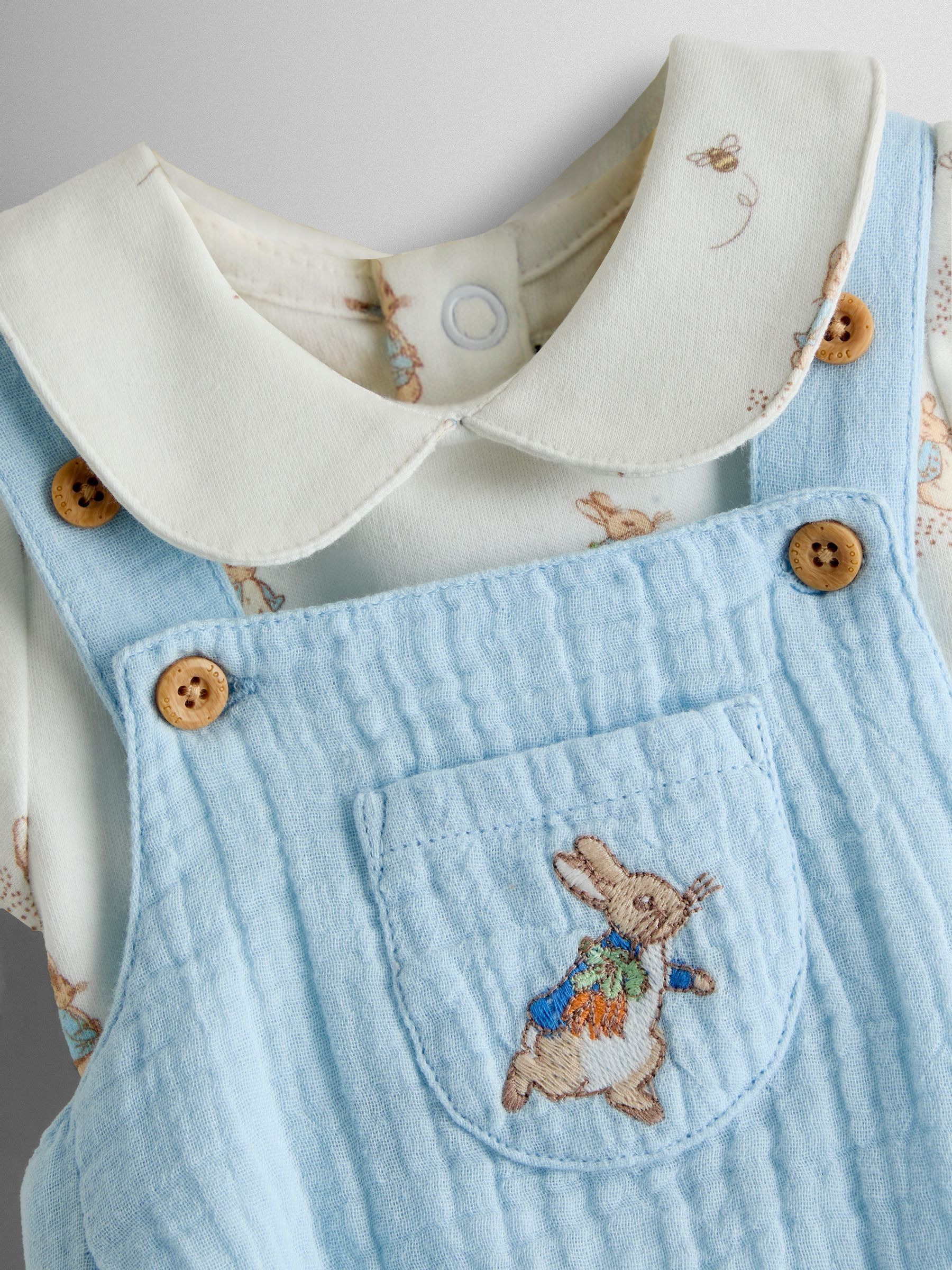 Blue Peter Rabbit™ Cheesecloth Dungaree & Body Set - Image 7 of 9