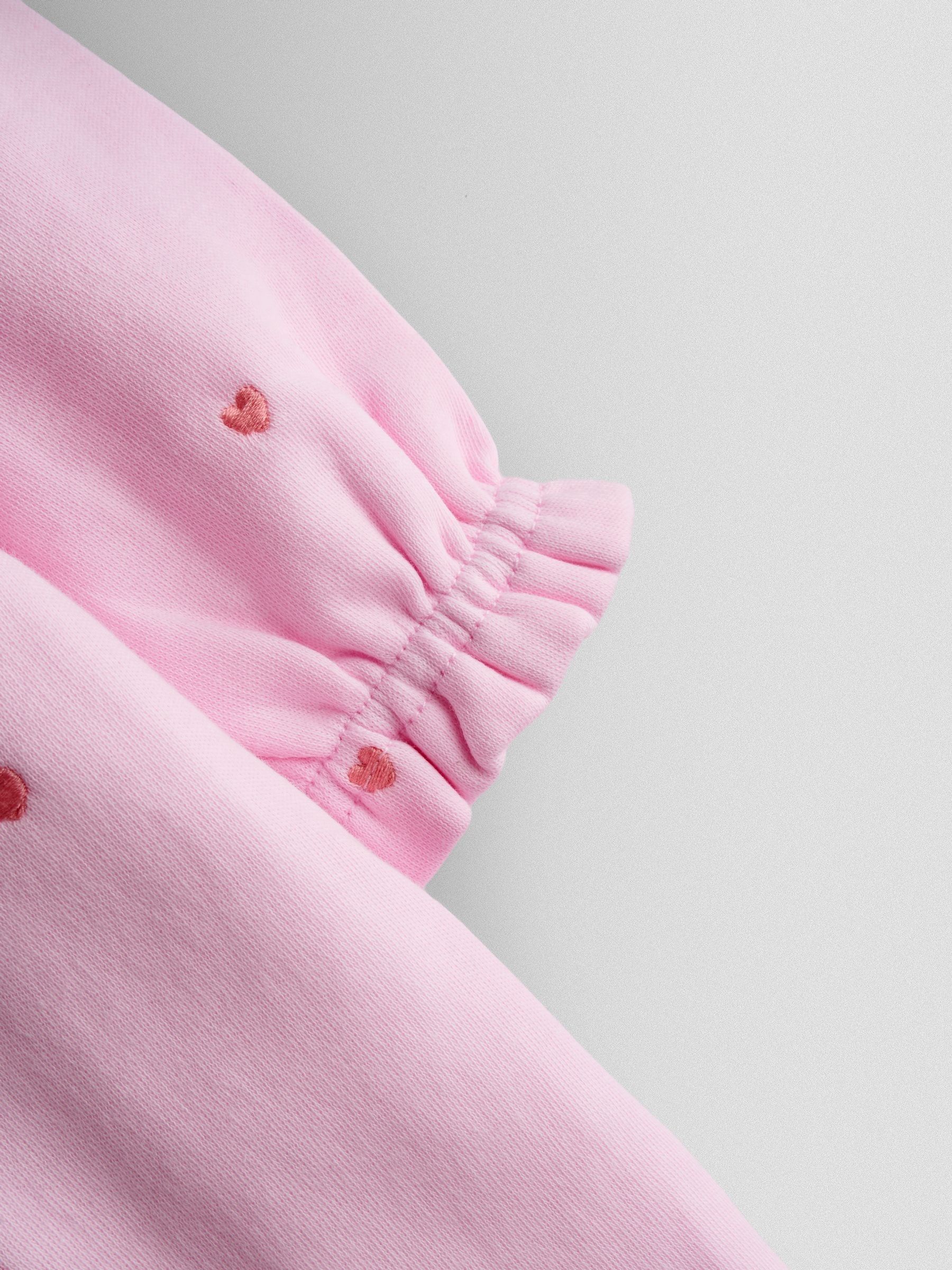 Pink Heart Embroidered Cotton Footed Sleepsuit and Bonnet Set - Image 8 of 8