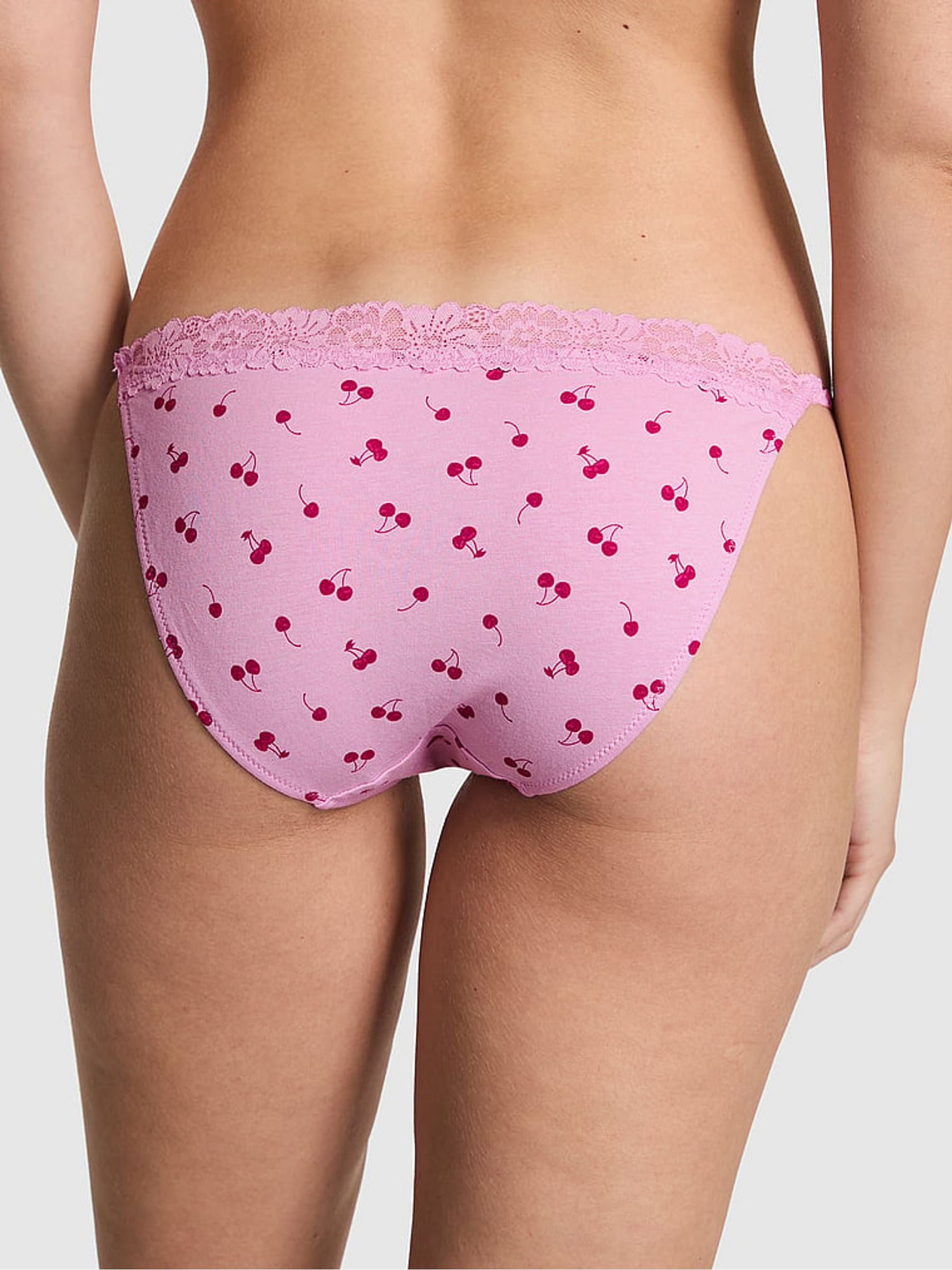 Hushed Lilac Purple Bikini Cotton Heather Lace Trim Knickers - Image 2 of 3 Hushed Lilac Purple Bikini Cotton Heather Lace Trim Knickers - Image 2 of 3