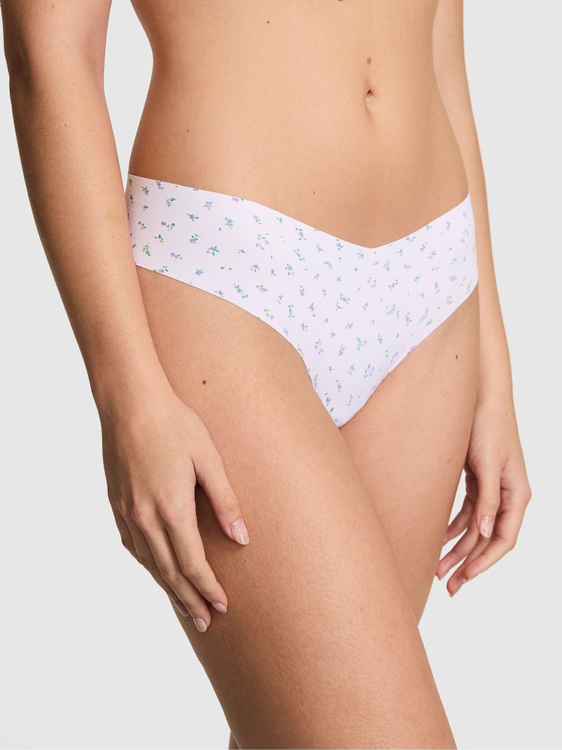 White Ditsy Floral Thong No Show Knickers - Image 1 of 2