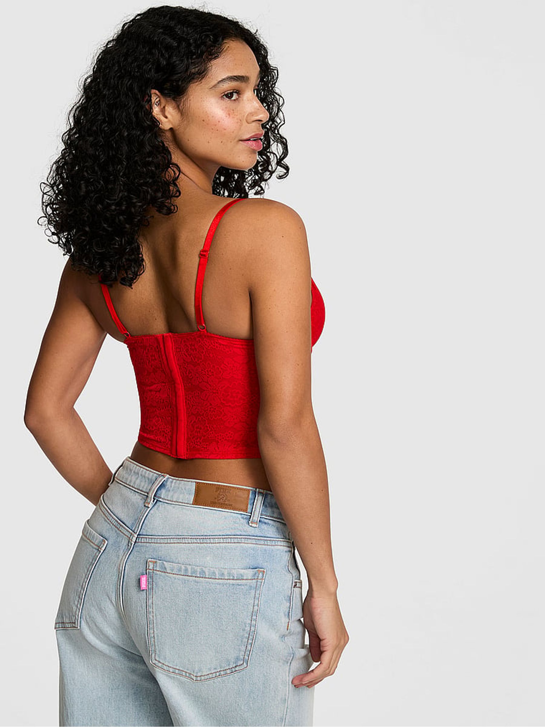 Red Pepper Half Pad Plunge Lace Corset - Image 3 of 3