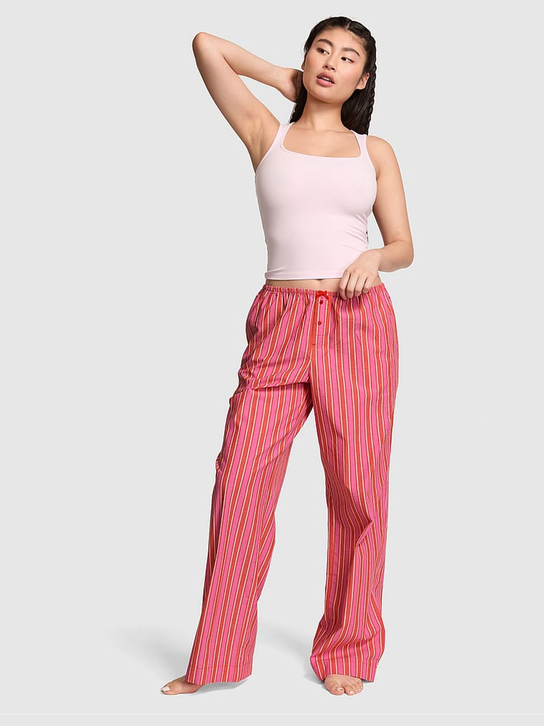 Bright Vermillion Red Stripe Long Pyjama Bottoms - Image 1 of 3