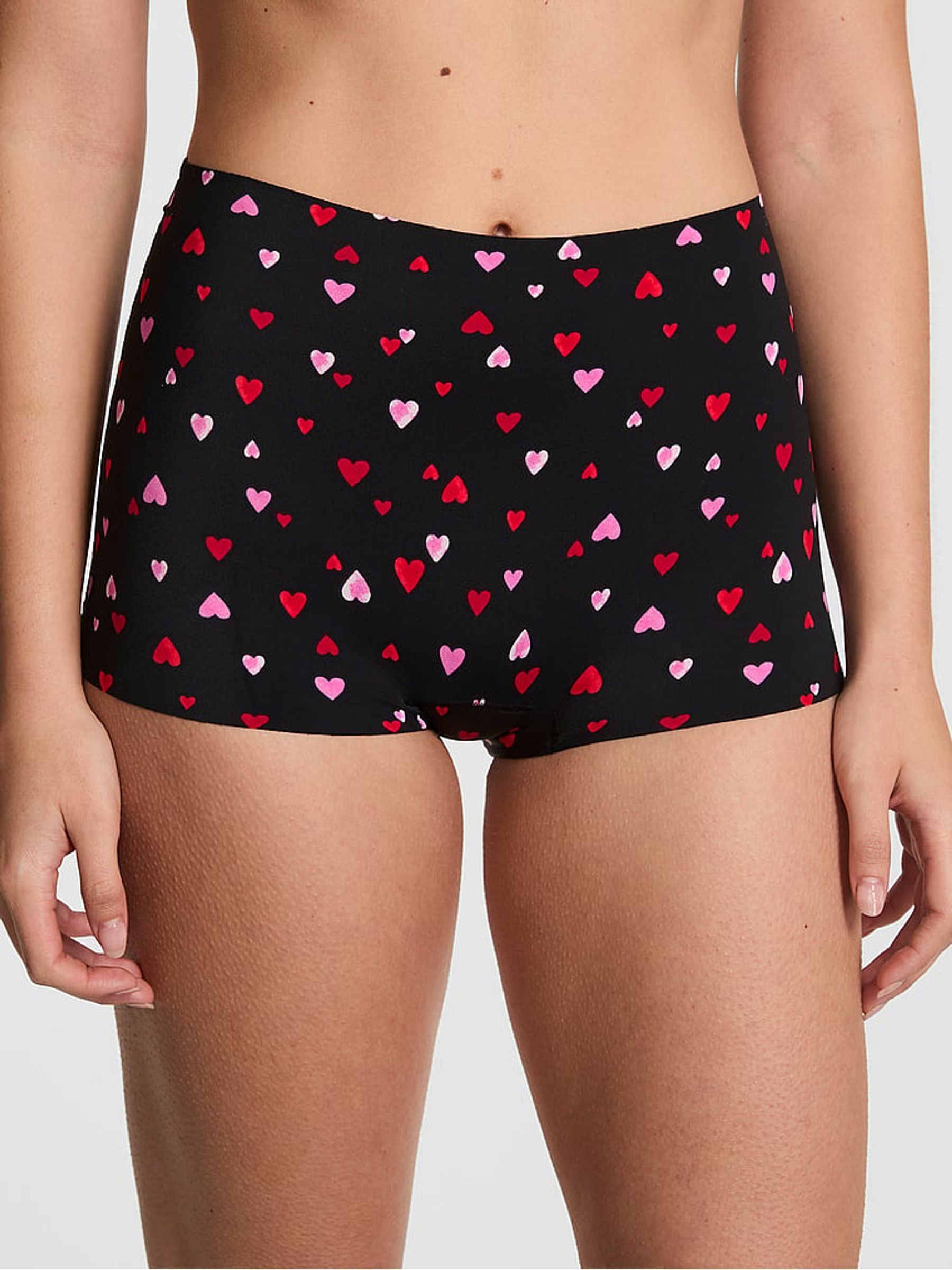 Black Heart Print Short No Show Knickers - Image 1 of 2 Black Heart Print Short No Show Knickers - Image 1 of 2