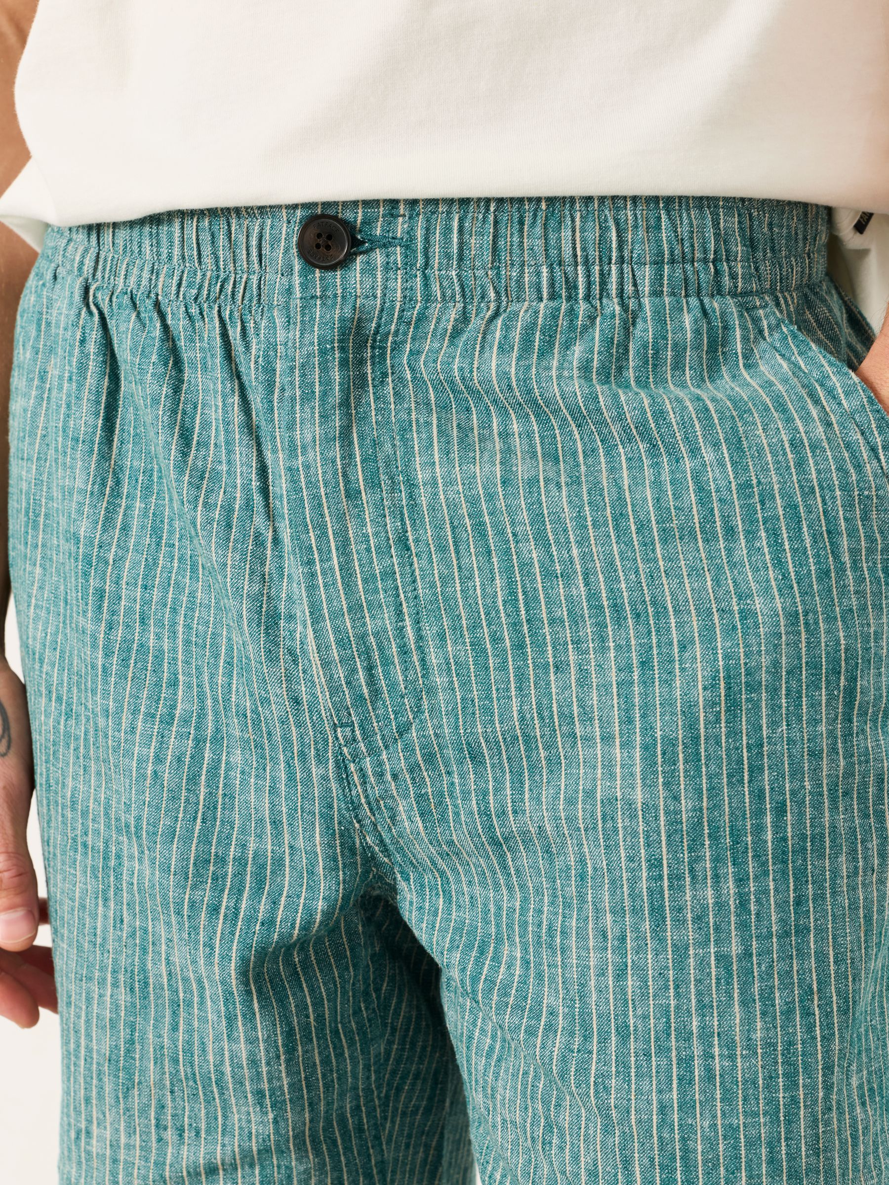 Selsey Teal Blue Stripe Pull On Shorts - Image 3 of 7