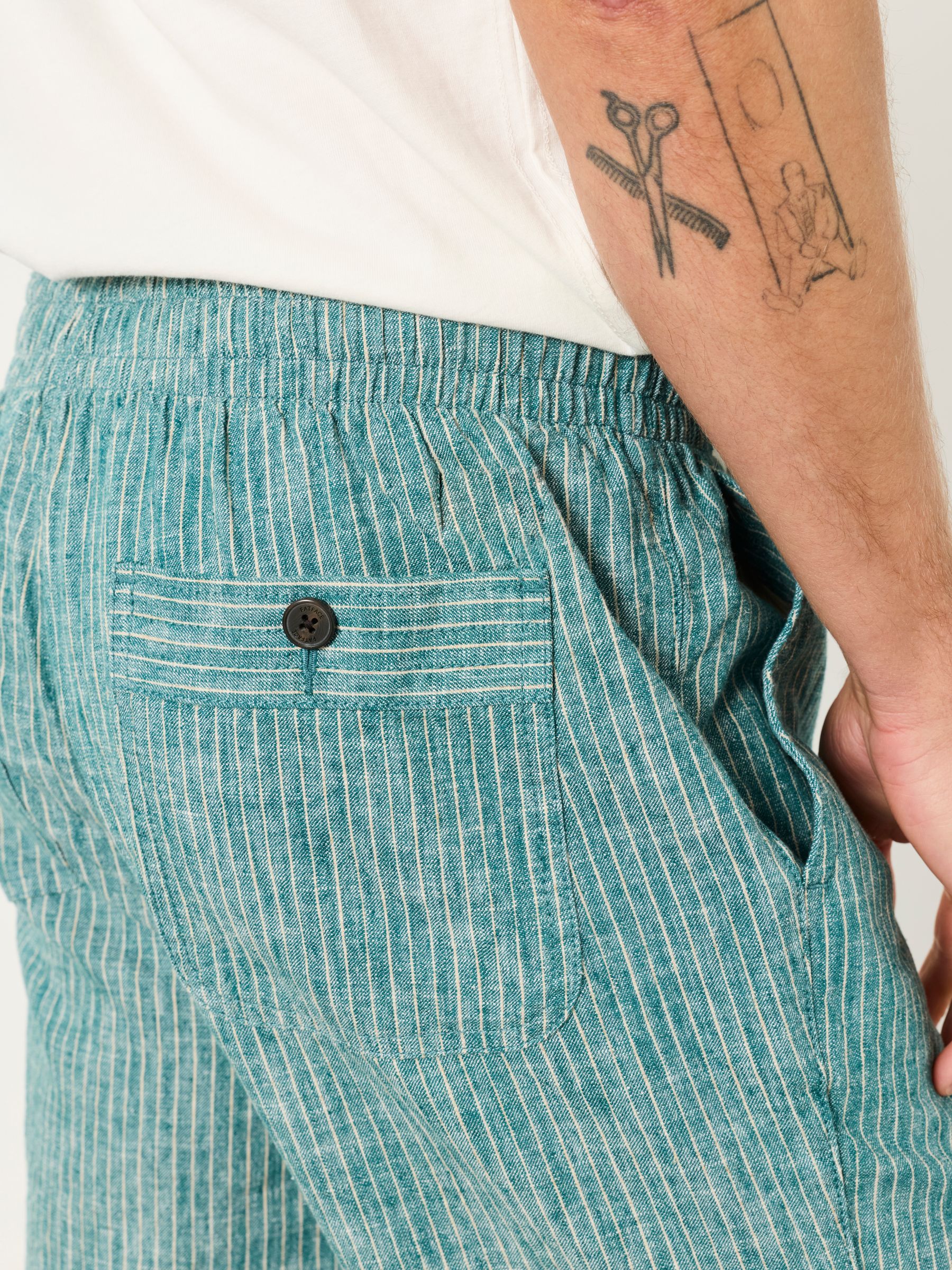 Selsey Teal Blue Stripe Pull On Shorts - Image 4 of 7