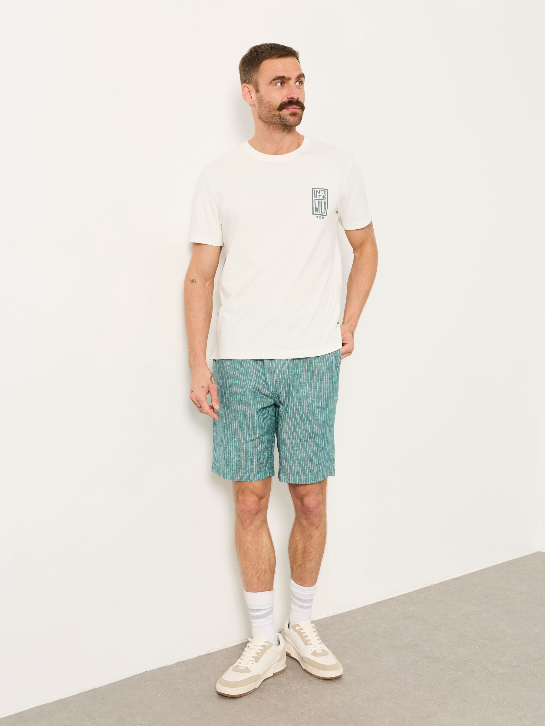 Selsey Teal Blue Stripe Pull On Shorts - Image 6 of 7