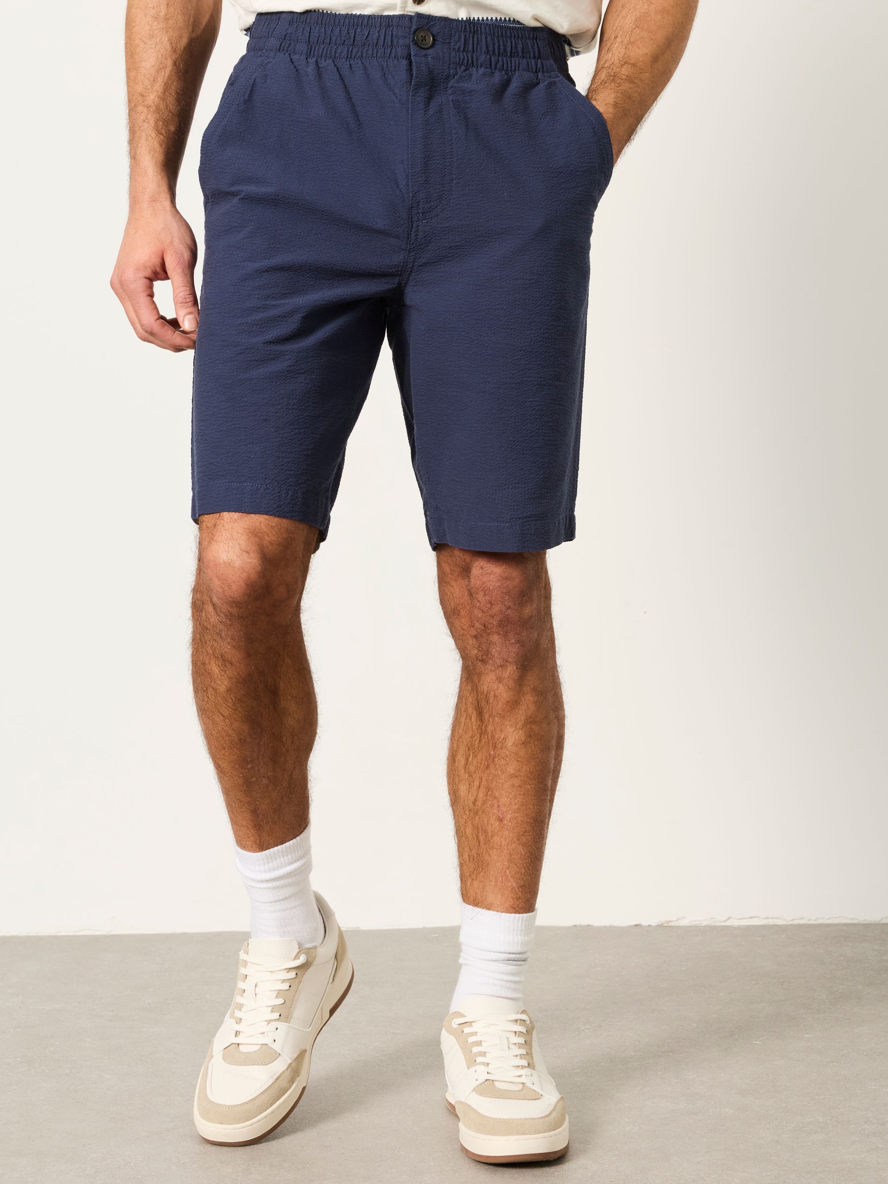 Selsey French Navy Seersucker Pull On Shorts - Image 1 of 5
