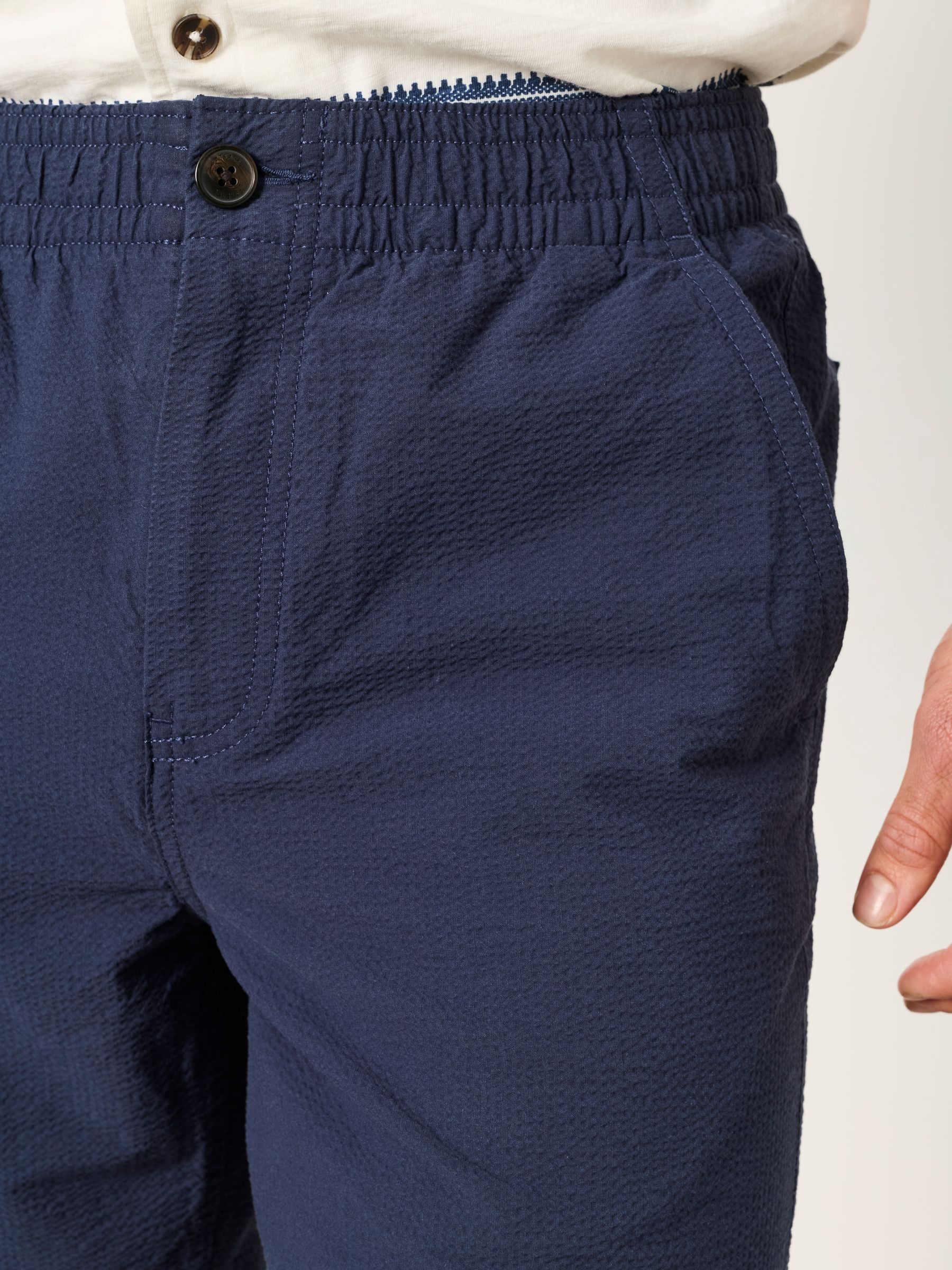 Selsey French Navy Seersucker Pull On Shorts - Image 4 of 5