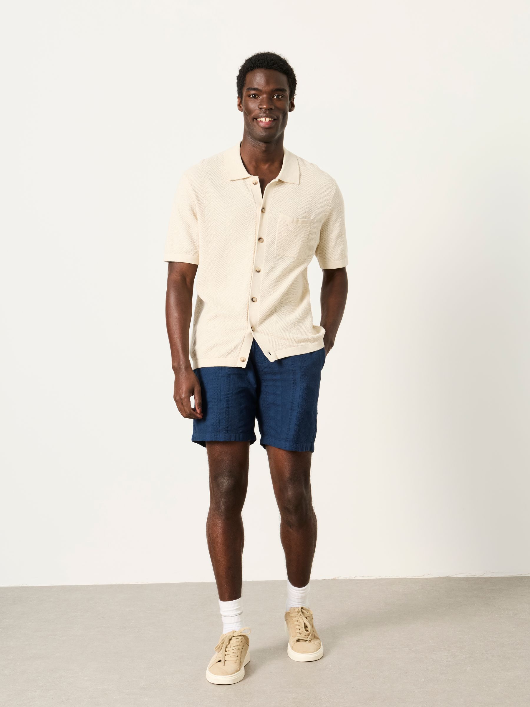Indigo Blue Ladram Self Stripe Shorts - Image 5 of 6