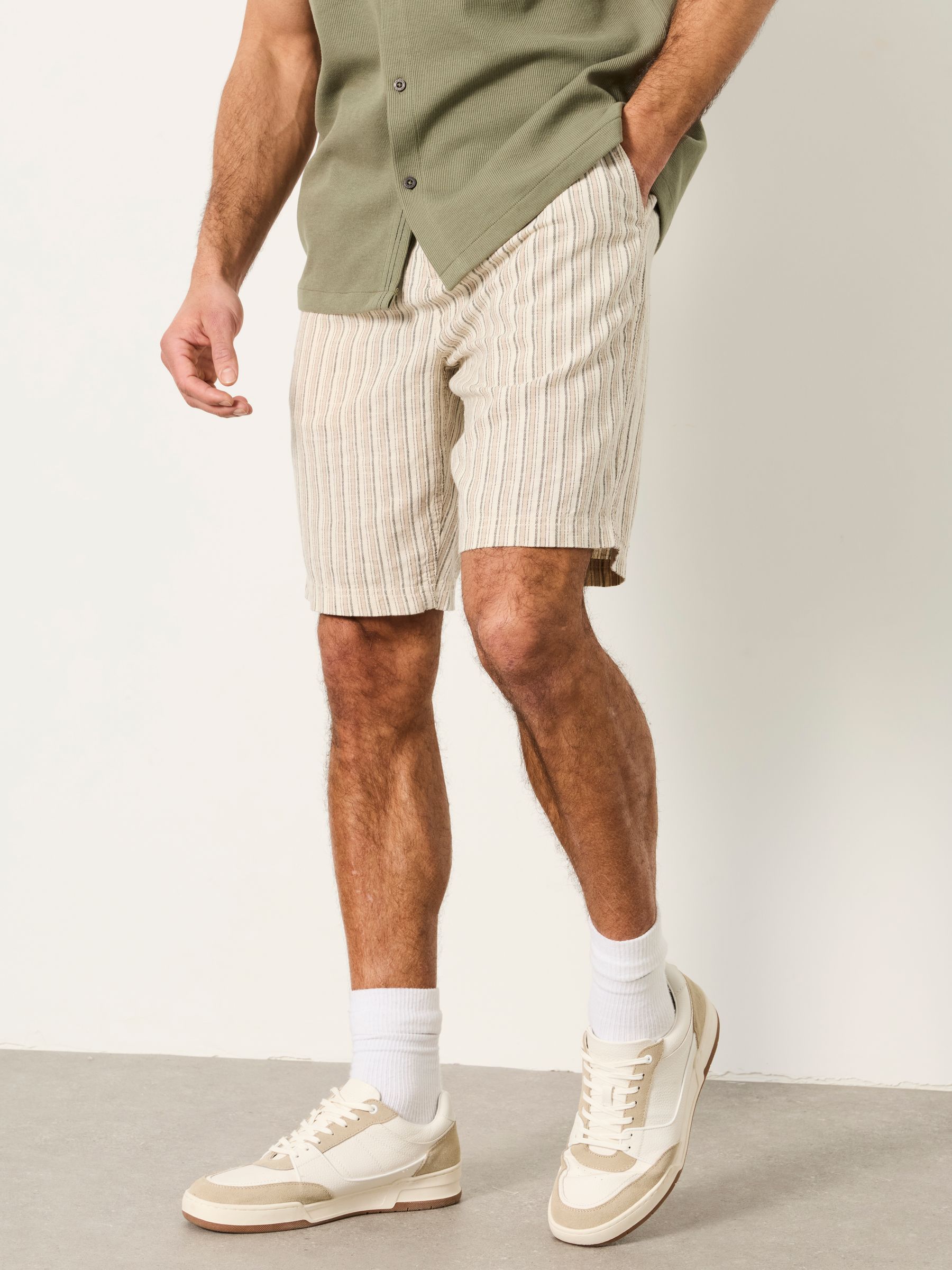 Salcombe Natural Stripe Linen Cotton Shorts - Image 1 of 5