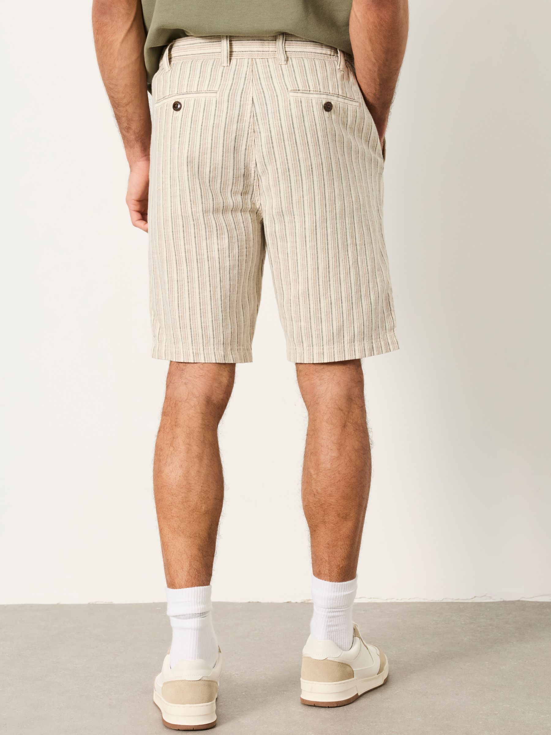 Salcombe Natural Stripe Linen Cotton Shorts - Image 2 of 5